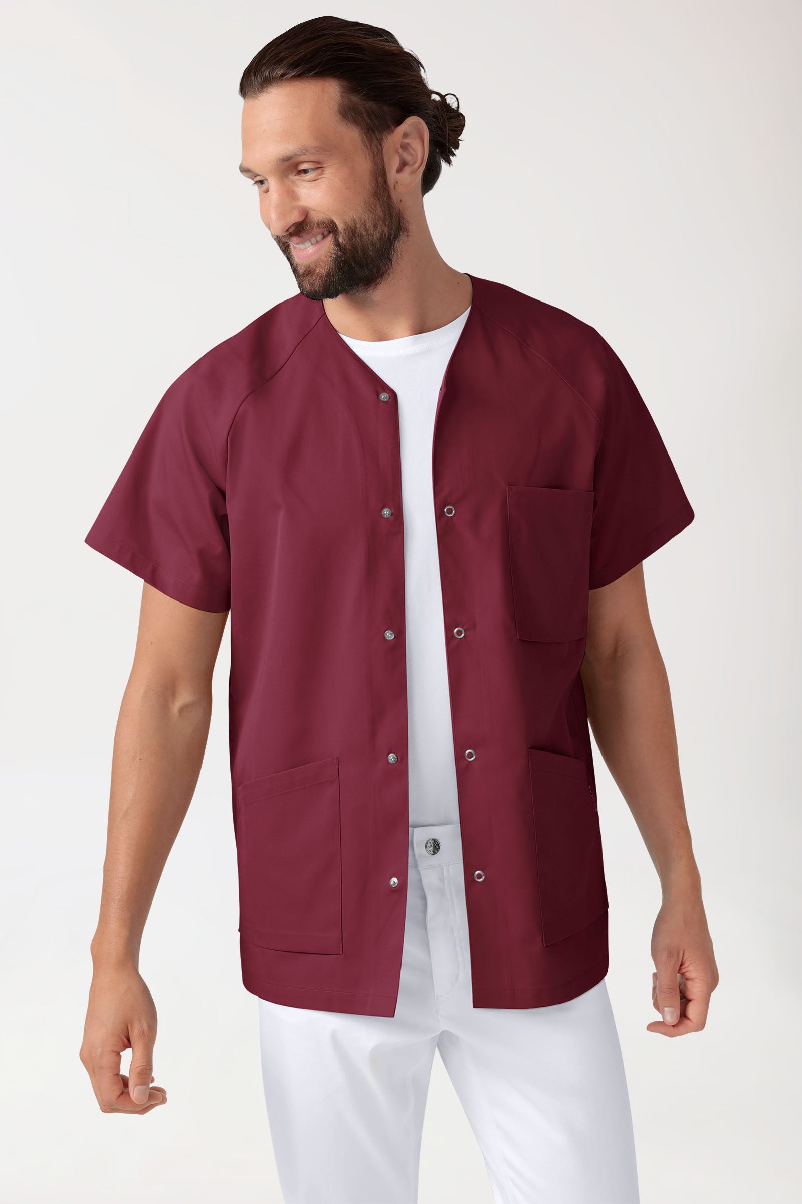 CORE Kasack Herren - durchgeknöpft bordeaux, Vorderansicht