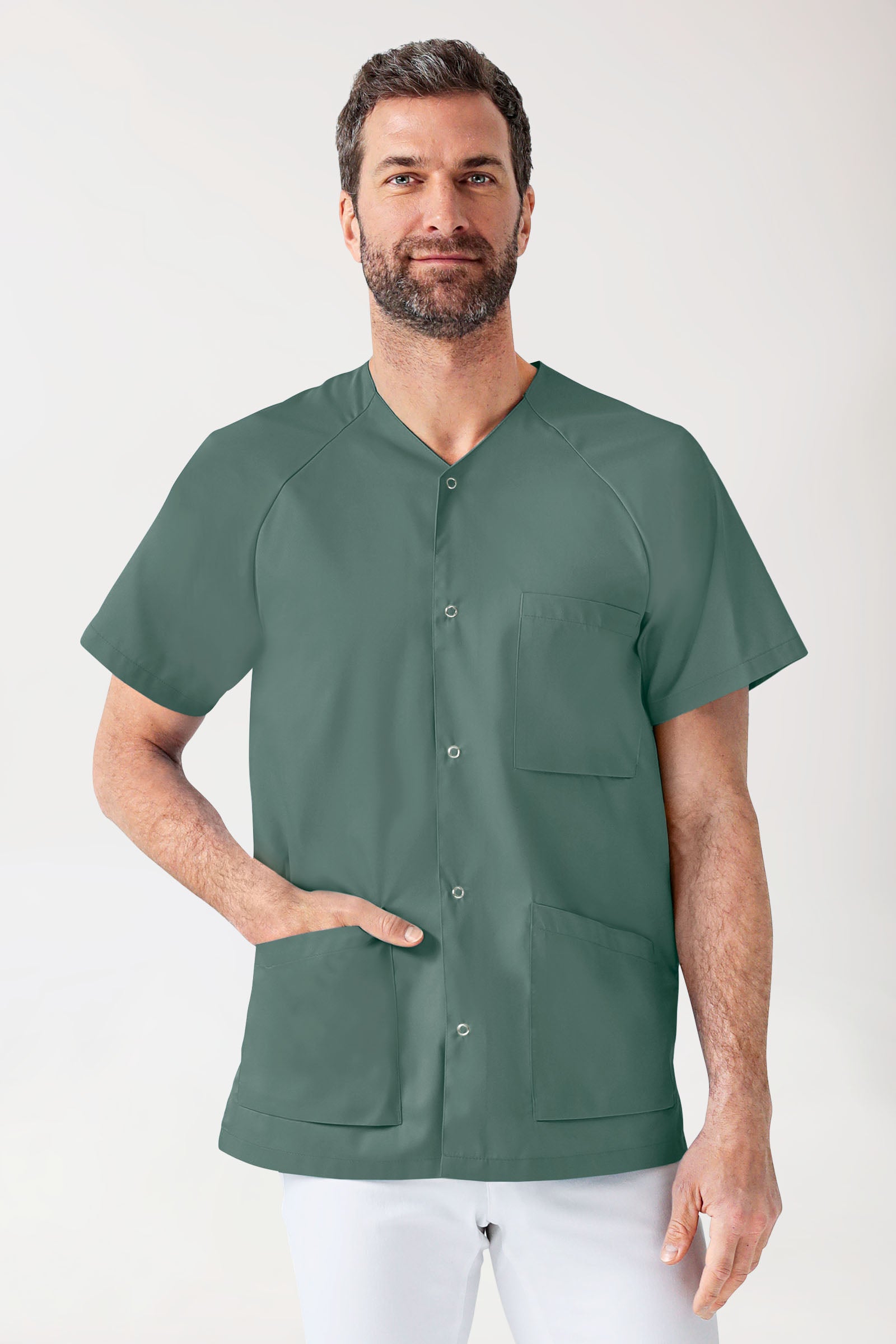 CORE Kasack Herren - durchgeknöpft dunkelgrün