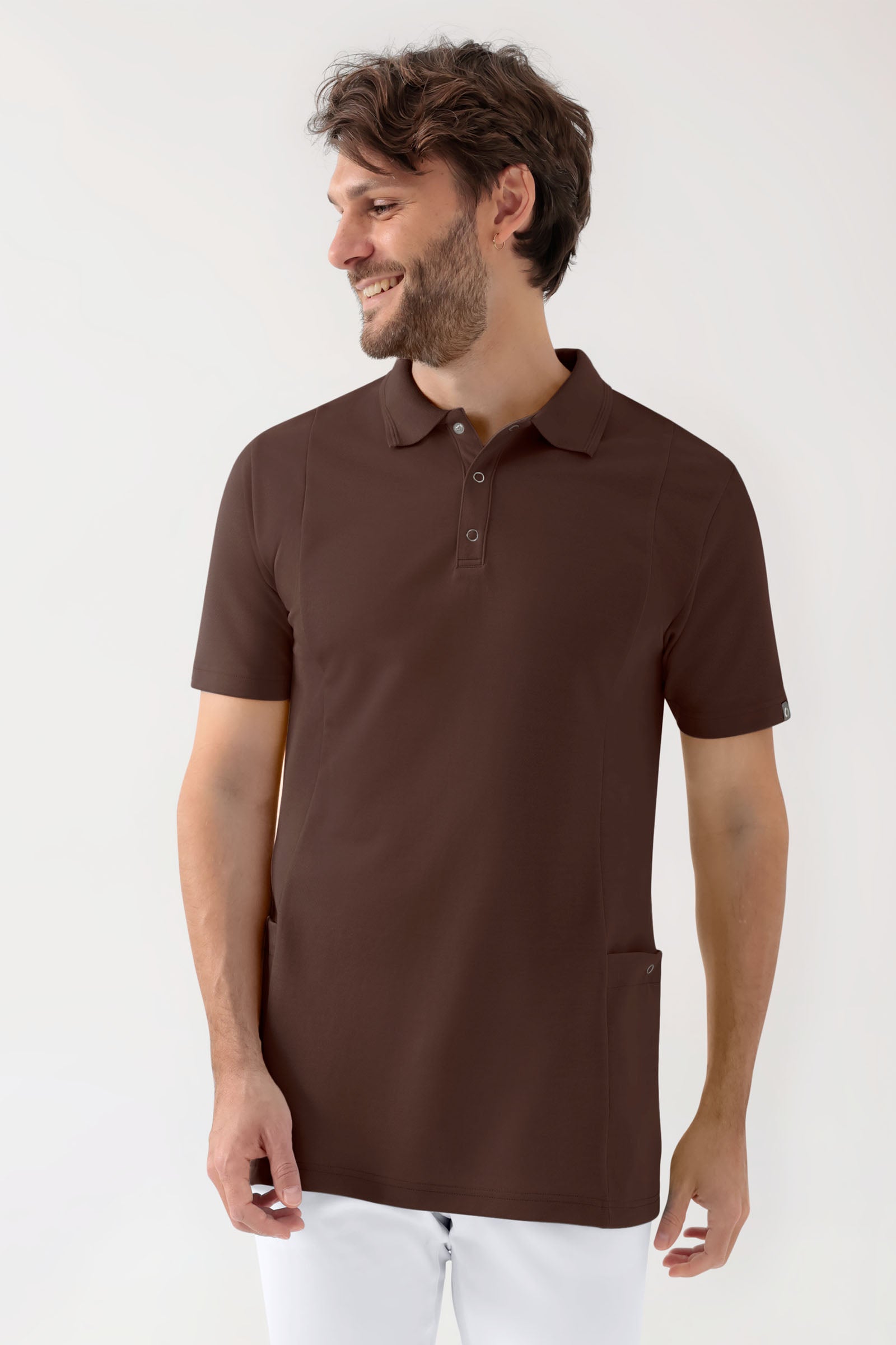 COMFY FLEX Stretch Schlupfkasack Herren - Polokragen coffee