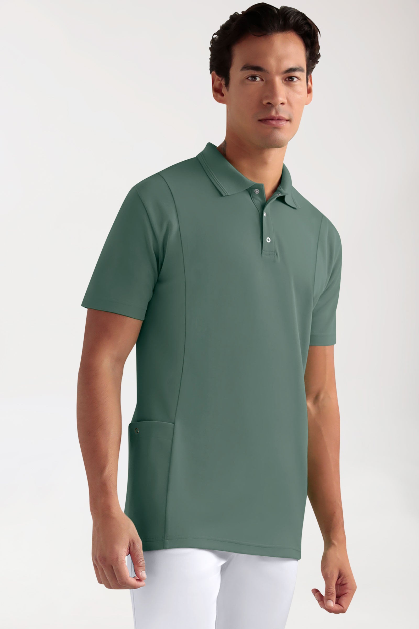 COMFY FLEX Stretch Schlupfkasack Herren - Polokragen dunkelgrün