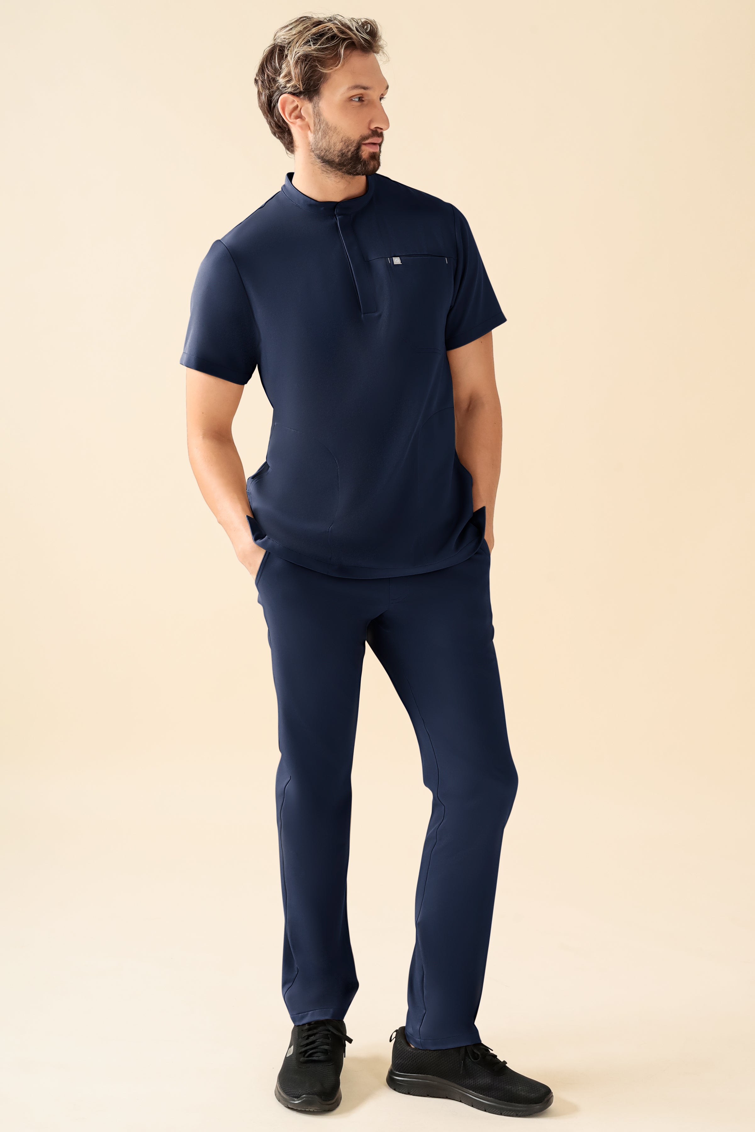 KAERE Schlupfkasack Herren - Stehkragen navy