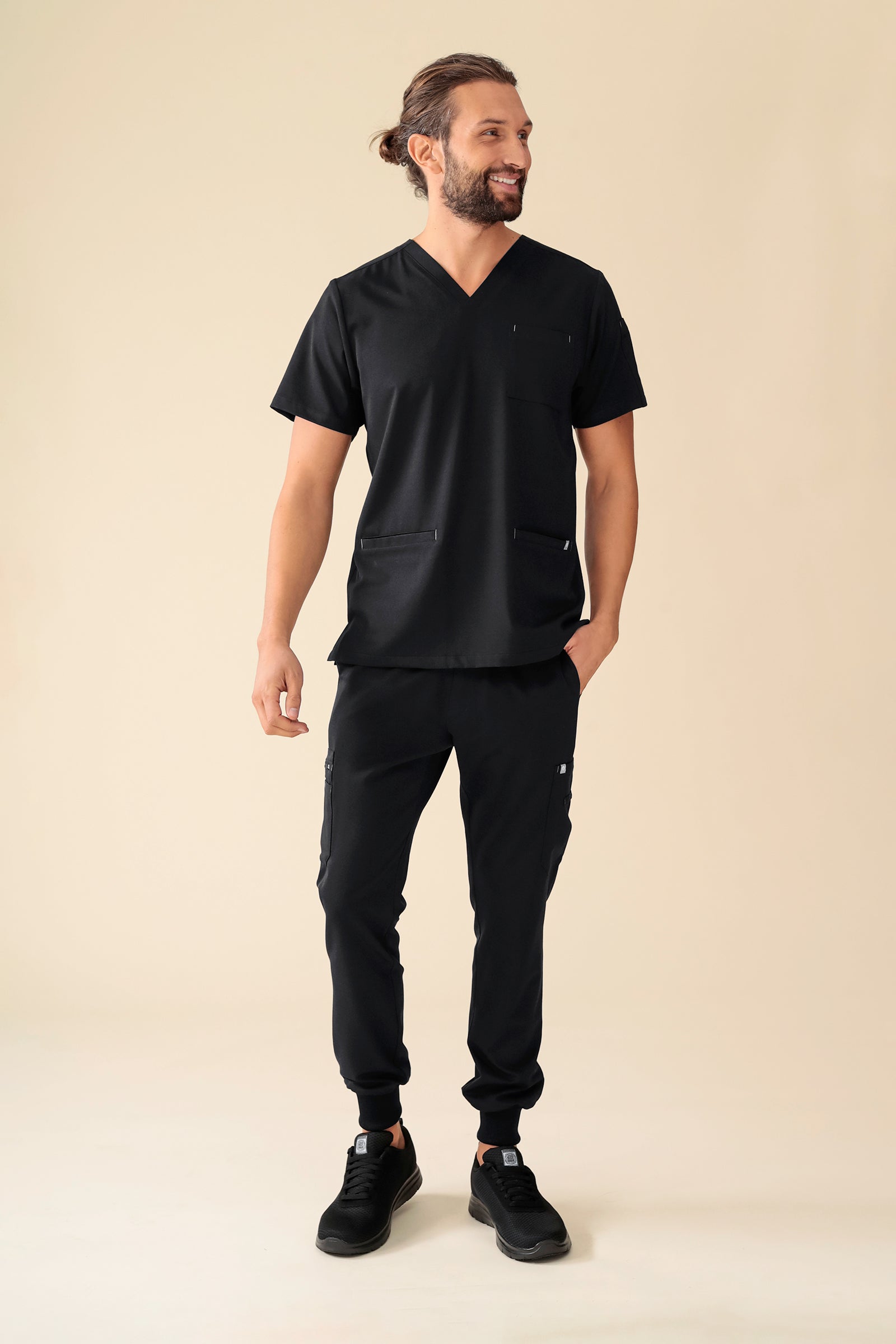 KAERE Schlupfkasack Herren - V-Ausschnitt schwarz