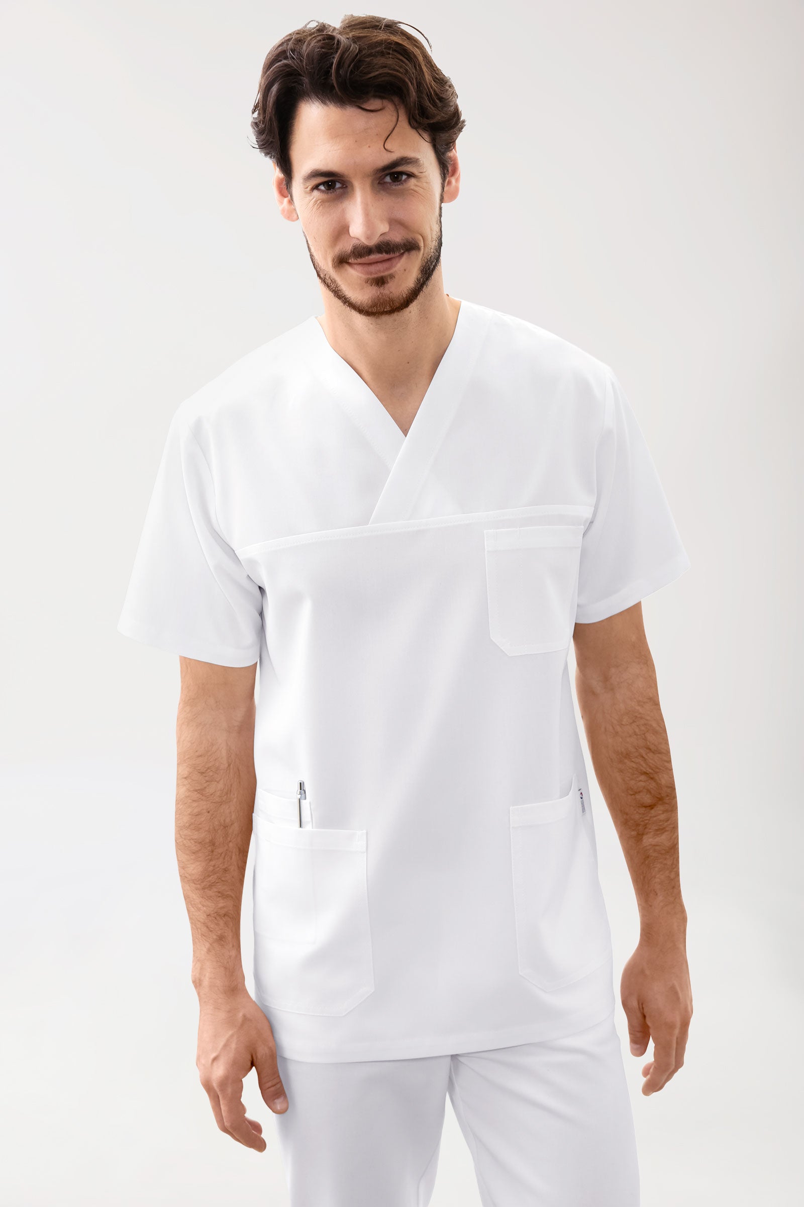 GREEN Schlupfkasack Herren - V-Ausschnitt weiß