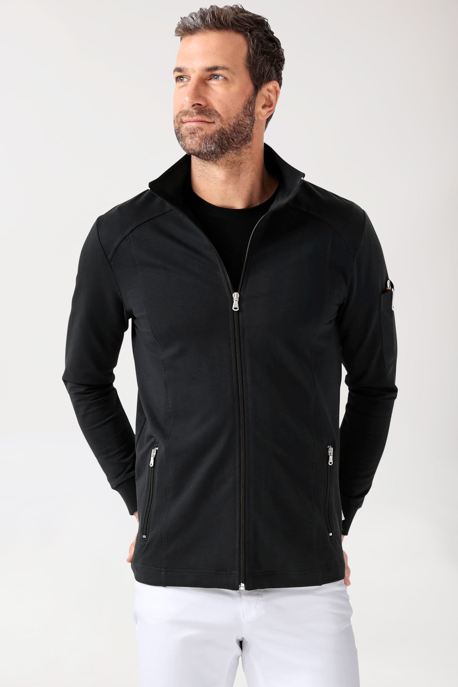 Sweatjacke Herren - Stehkragen schwarz