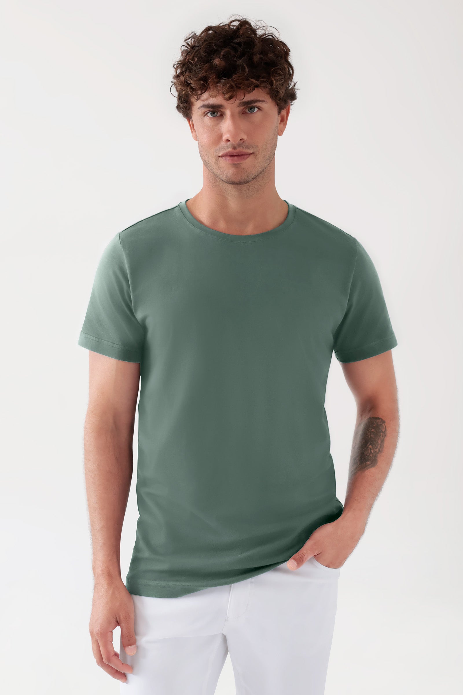 CORE Shirt Herren - Rundhalsausschnitt dunkelgrün, Vorderansicht