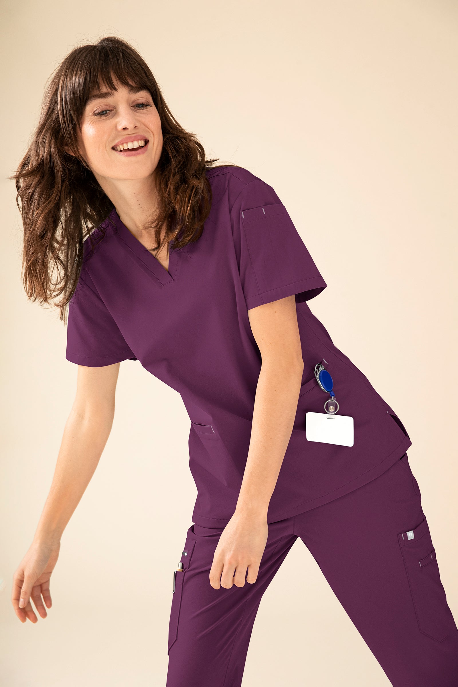 KAERE Schlupfkasack Damen - V-Ausschnitt pflaume