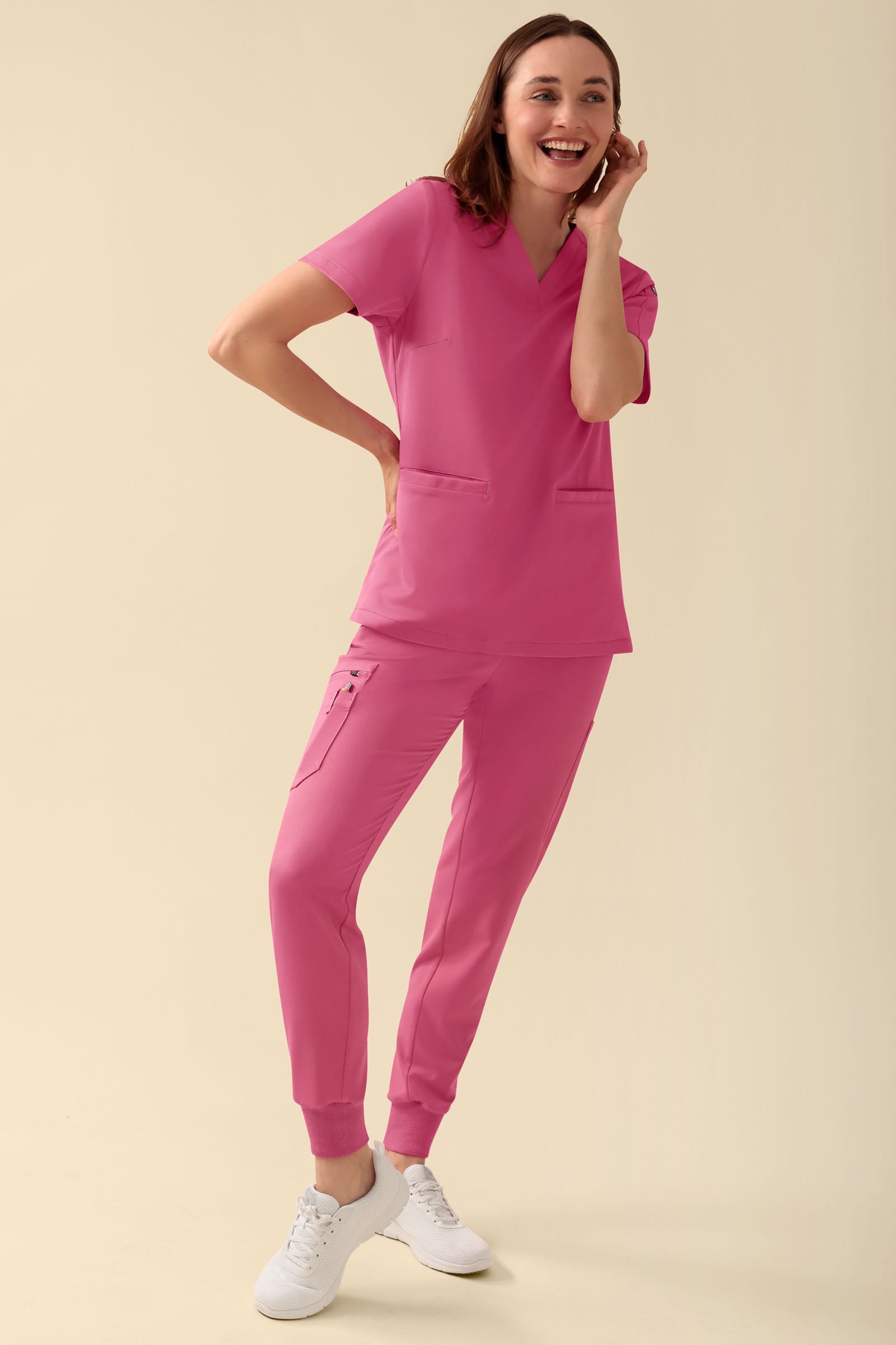 KAERE Schlupfkasack Damen - V-Ausschnitt rosenholz