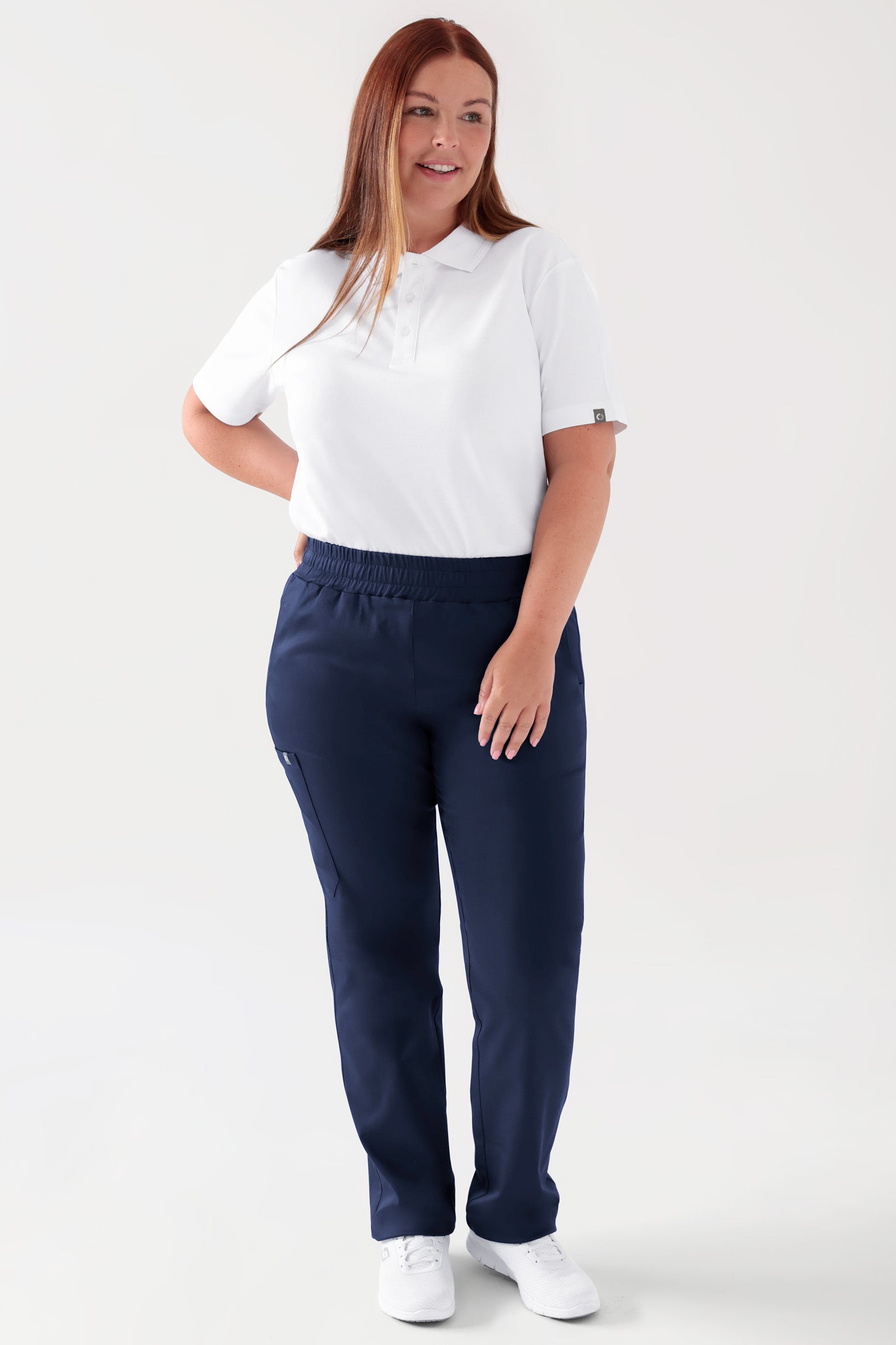 COMFY FLEX Stretch Hose Unisex - 1/1 Länge navy, Vorderansicht Das Model ist 173 cm groß und trägt Größe L