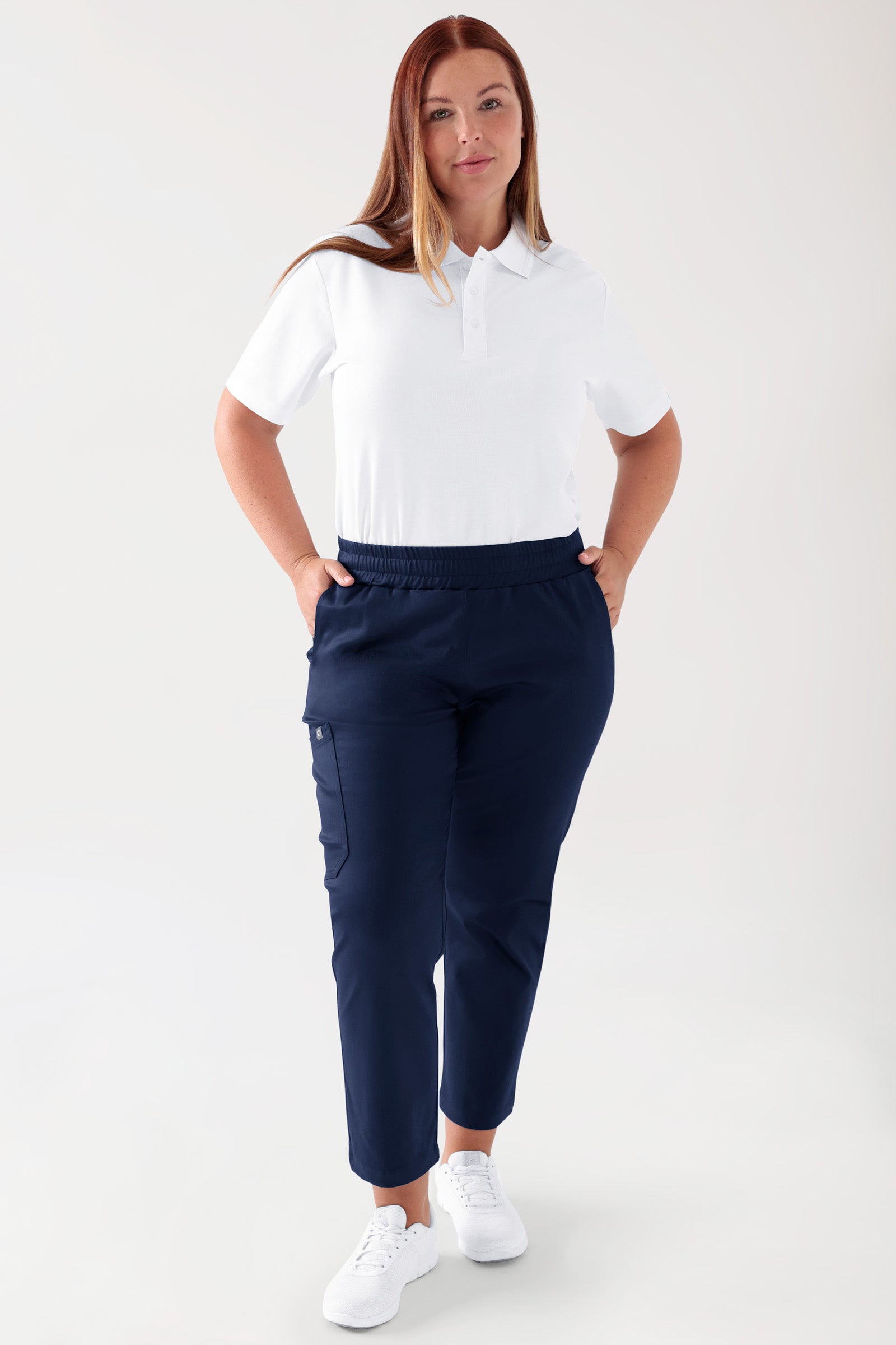 COMFY FLEX Stretch Hose Unisex - 7/8 Länge navy, Vorderansicht Das Model ist 173 cm groß und trägt Größe L