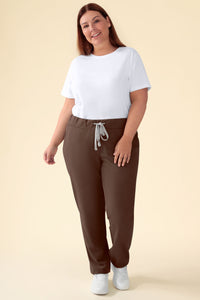 KAERE Hose Damen - gerader Saum ohne Beintaschen coffee