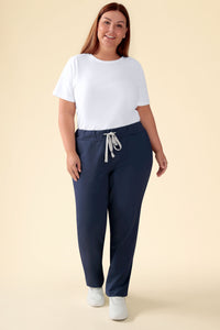 KAERE Hose Damen - gerader Saum ohne Beintaschen navy