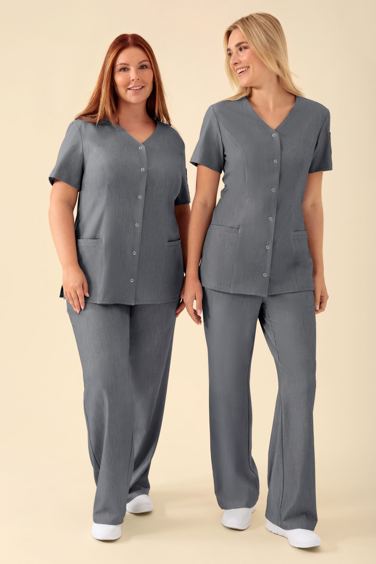 KAERE Kasack Damen - durchgeknöpft dunkelgrau melange, Vorderansicht