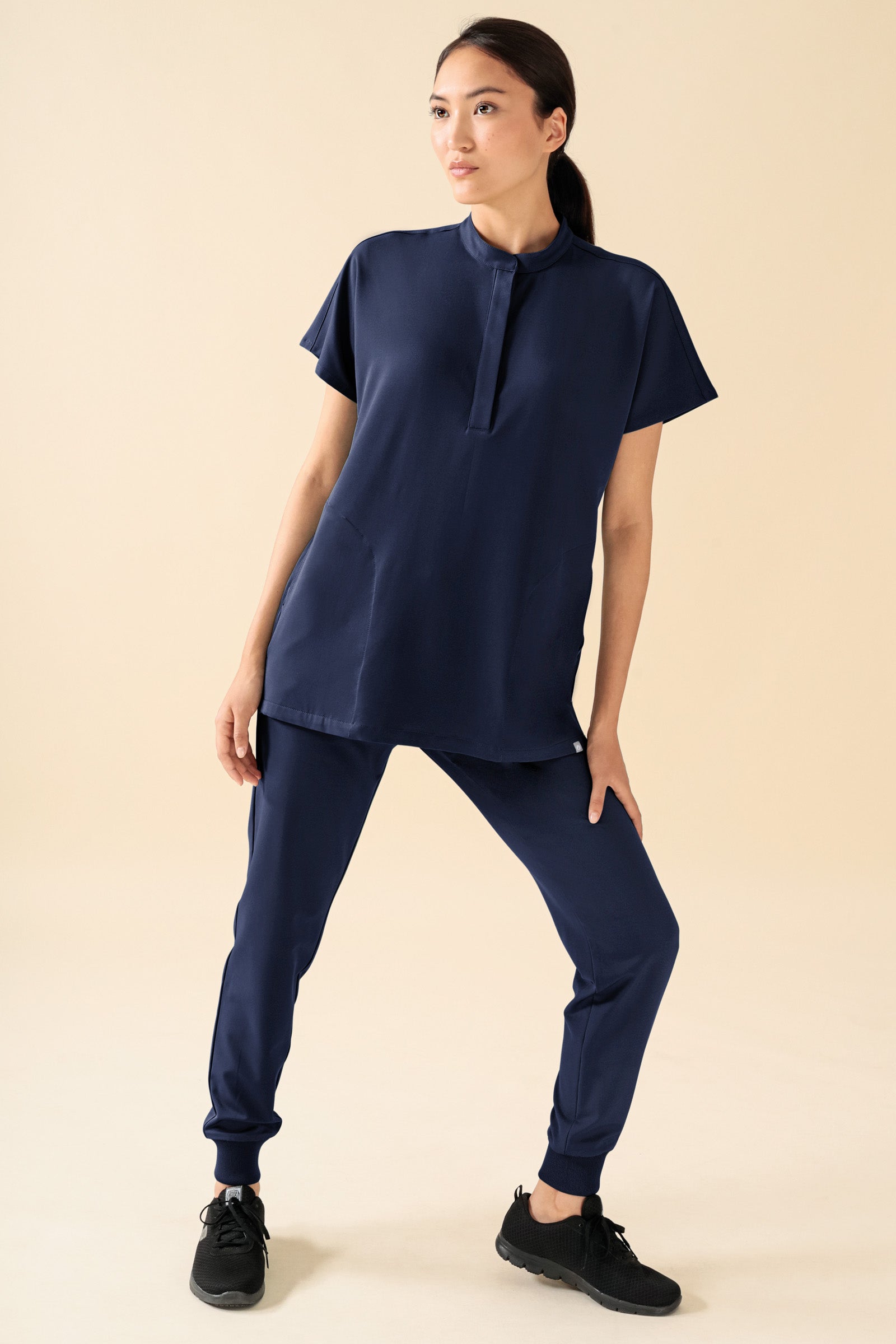 KAERE Schlupfkasack Damen - Stehkragen navy