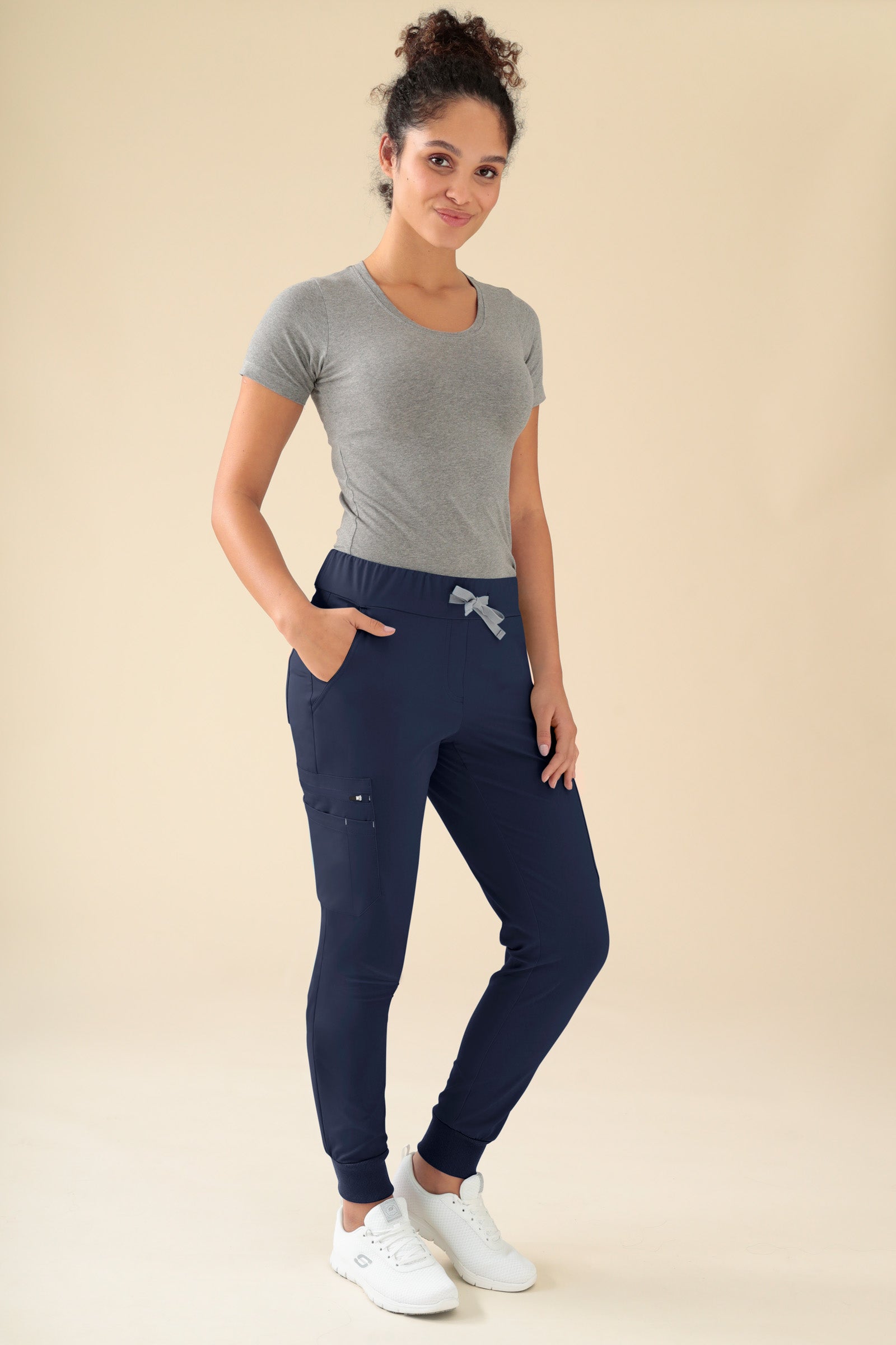 KAERE Hose Damen - Saumbündchen mit Beintaschen navy