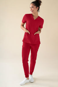 KAERE Hose Damen - Saumbündchen mit Beintaschen rot