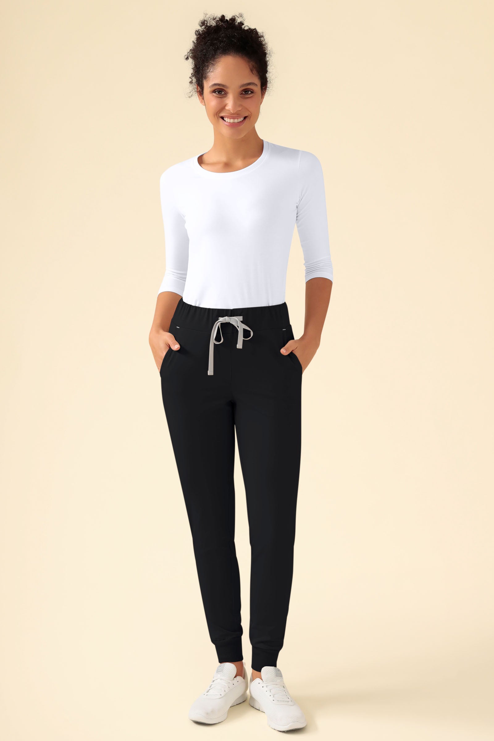 KAERE Hose Damen - Saumbündchen ohne Beintaschen schwarz