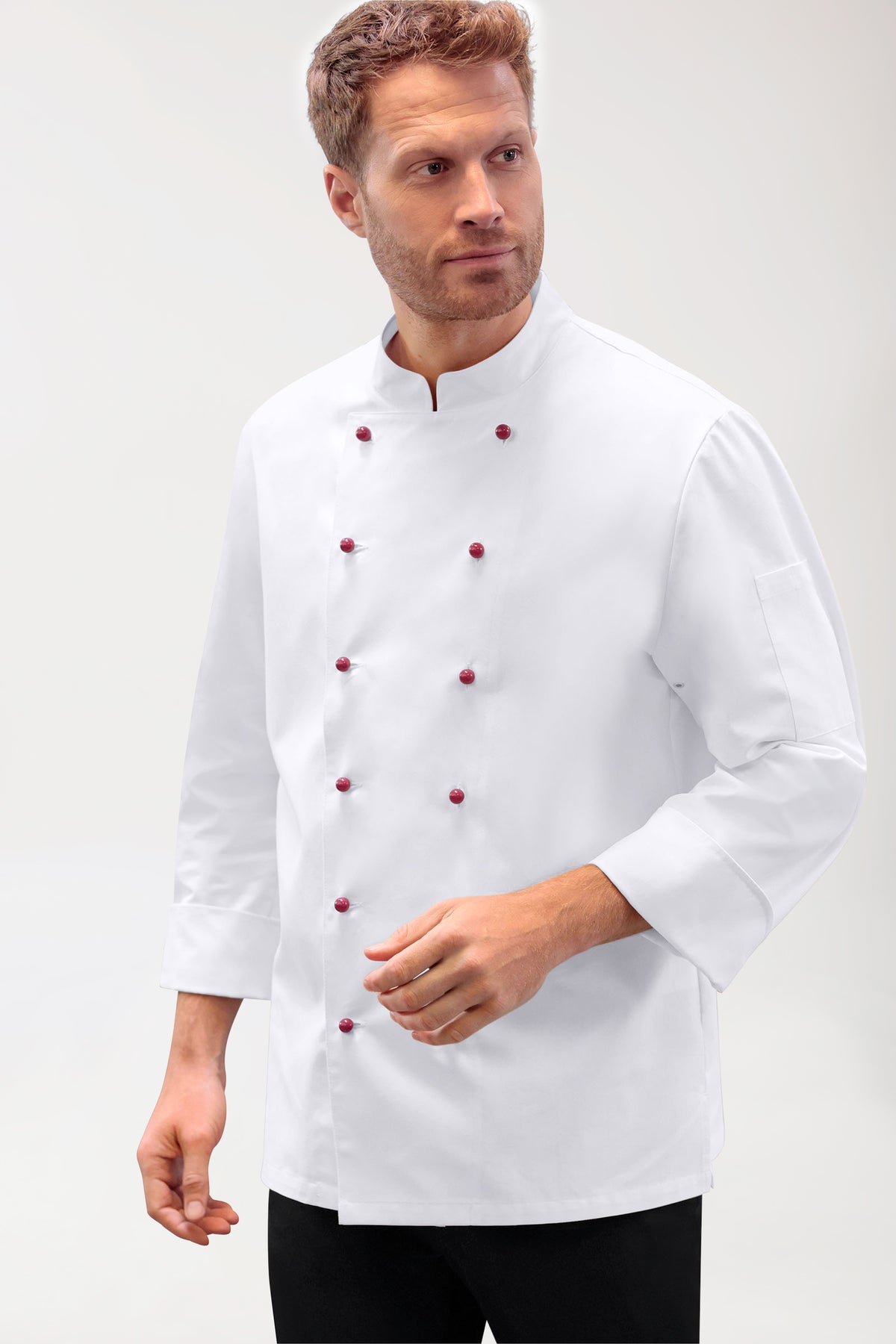 Gastro Kochjacke Herren aus Baumwolle - 1/1 Arm weiß
