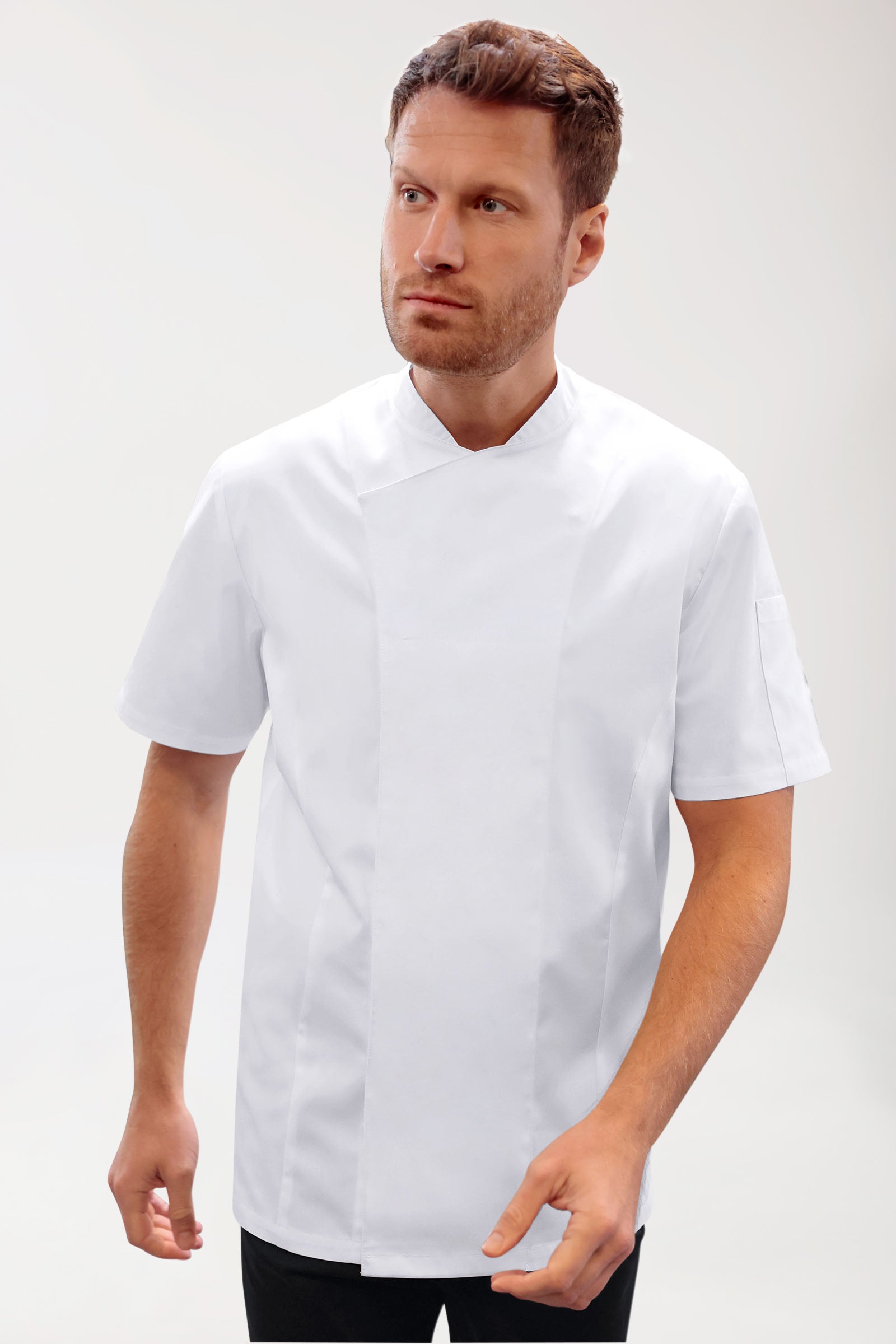 Gastro Kochjacke Herren - Druckknopfleiste - 1/2 Arm weiß