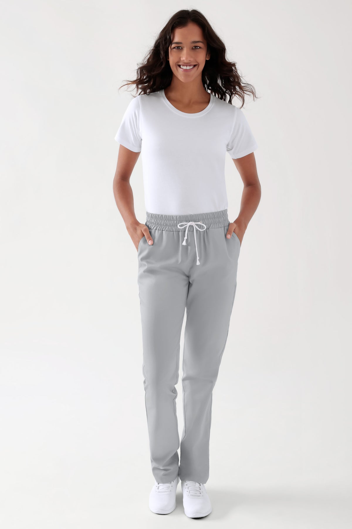 TENCEL™ Hose Unisex - Rundumgummibund perlgrau, Vorderansicht