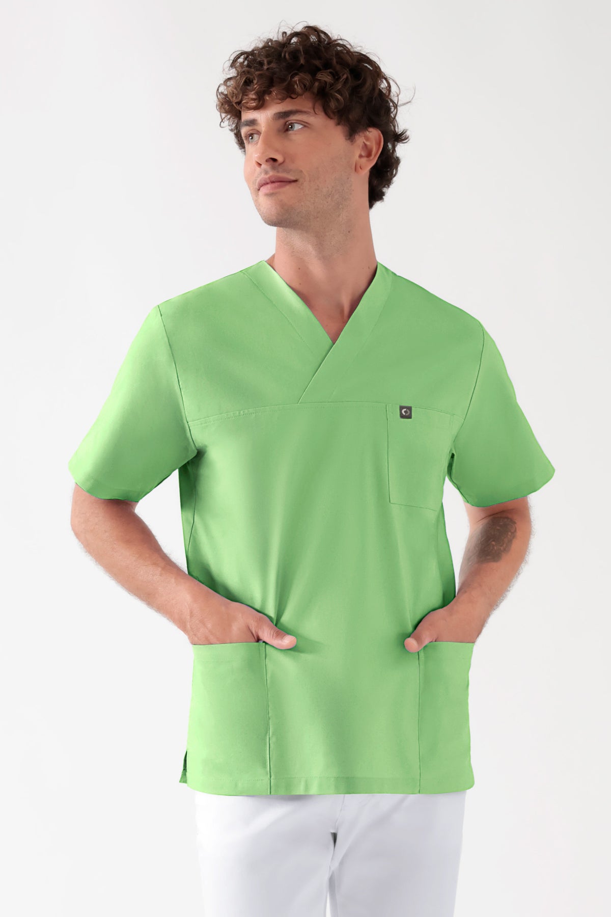 Baumwolle Schlupfkasack Unisex - Doppelpack apfelgrün, Vorderansicht