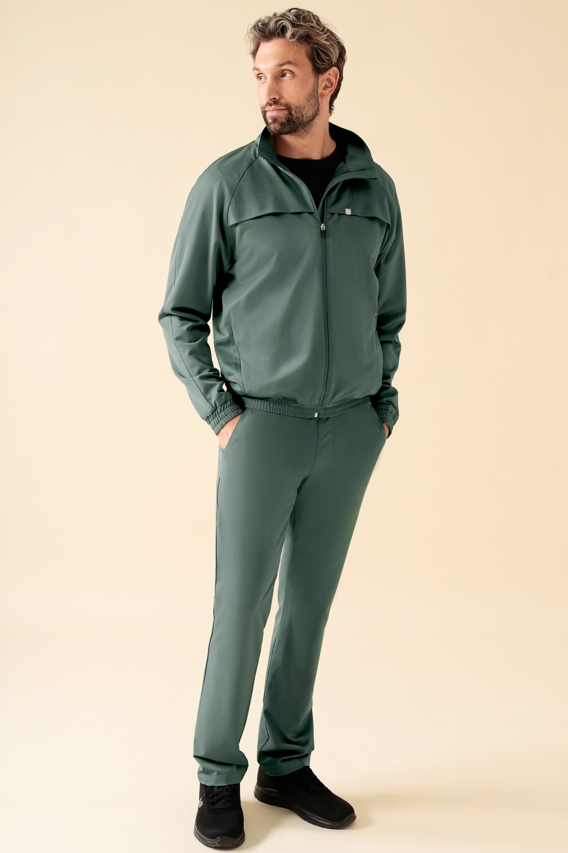 KAERE Blousonjacke Herren - mit elastischen Bündchen dunkelgrün, Vorderansicht