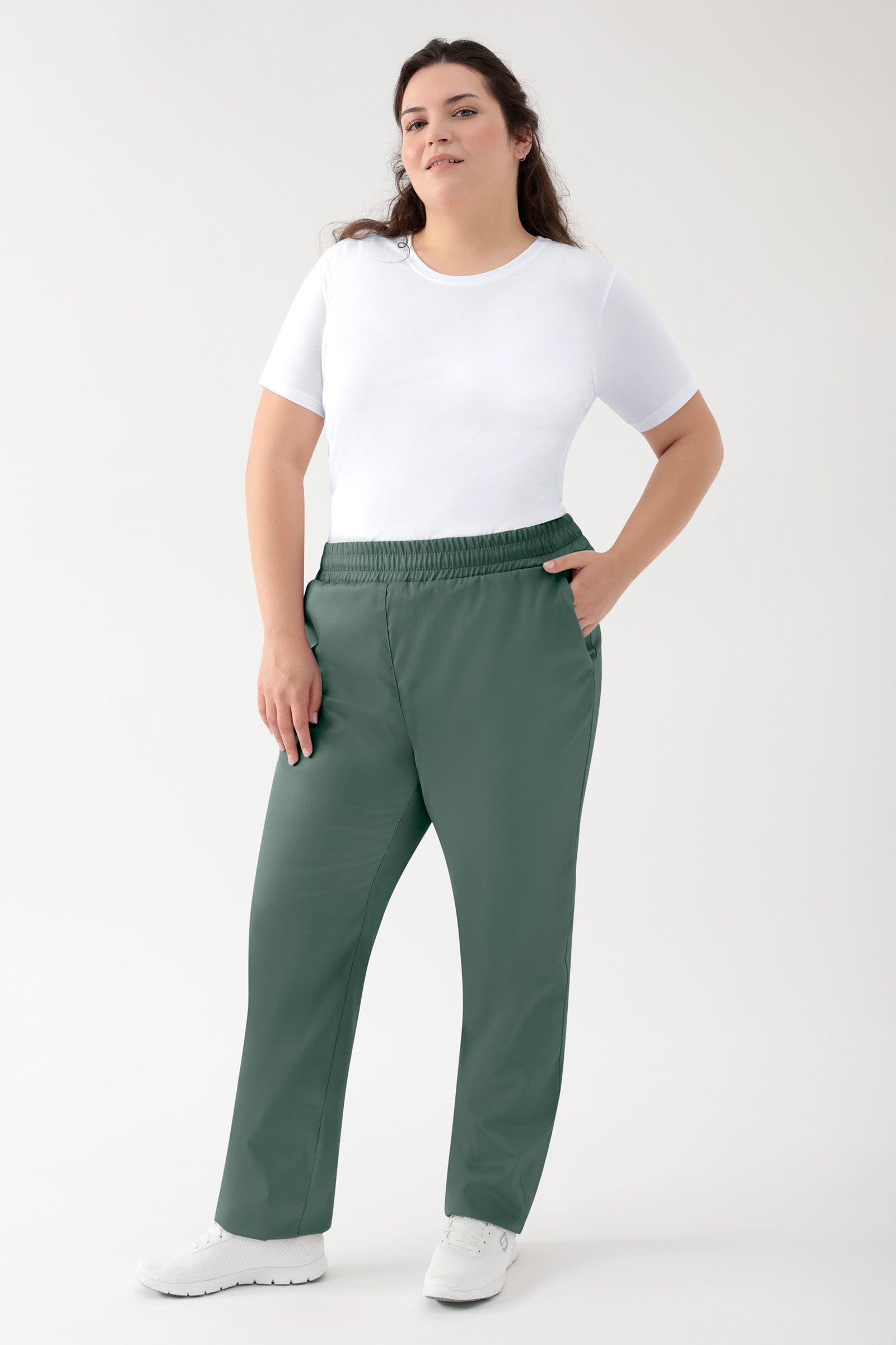 GREEN Stretch Hose Unisex - Rundumgummibund dunkelgrün, Vorderansicht