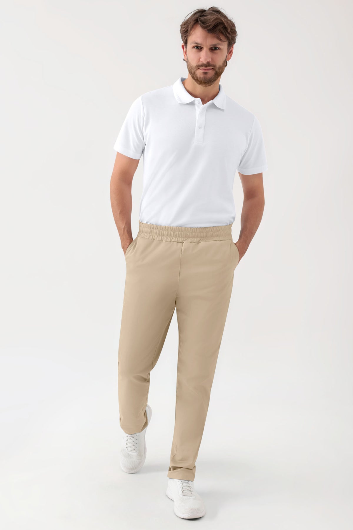 GREEN Stretch Hose Unisex - Rundumgummibund sand