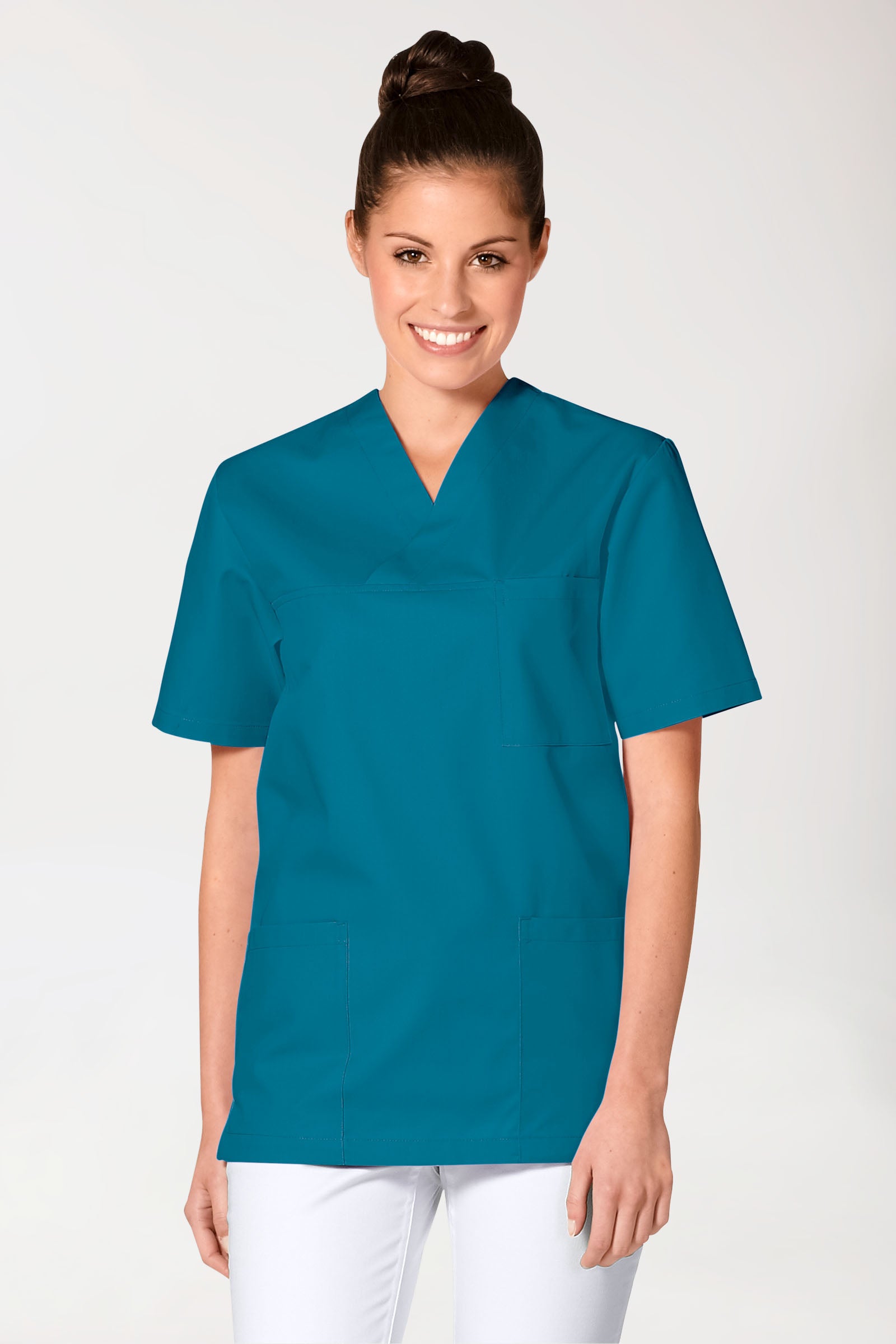 JUST STRONG Schlupfkasack Unisex - V-Ausschnitt petrol, Vorderansicht