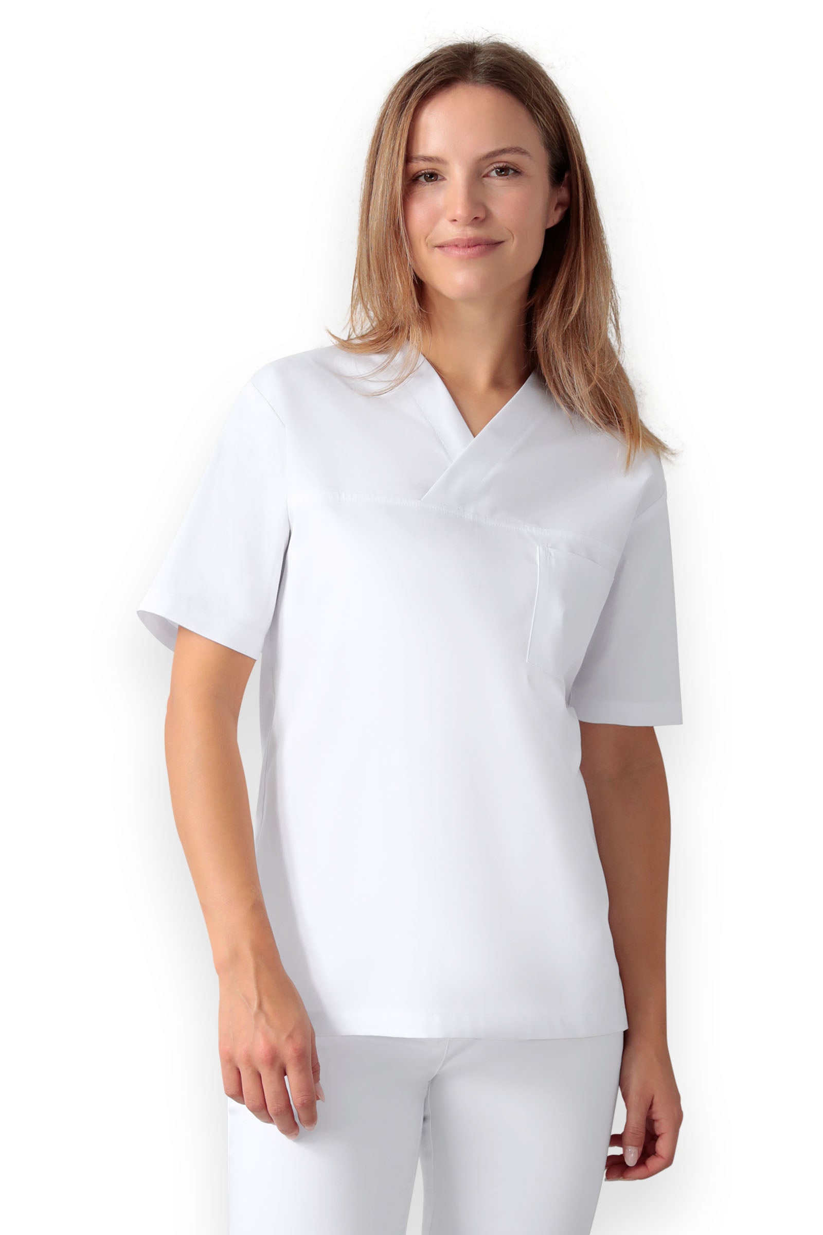 Schlupfkasack Unisex - V-Ausschnitt weiß