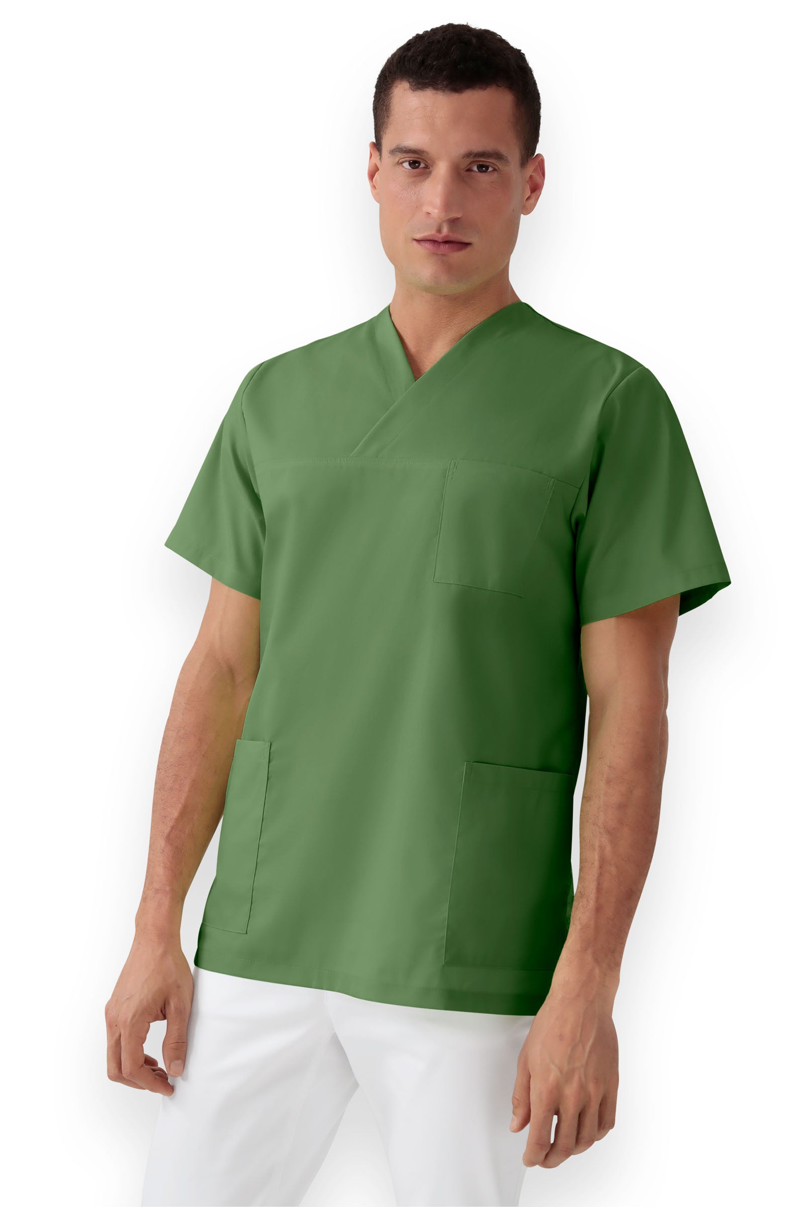 Stretch Schlupfkasack Unisex - V-Ausschnitt wiesengrün, Vorderansicht