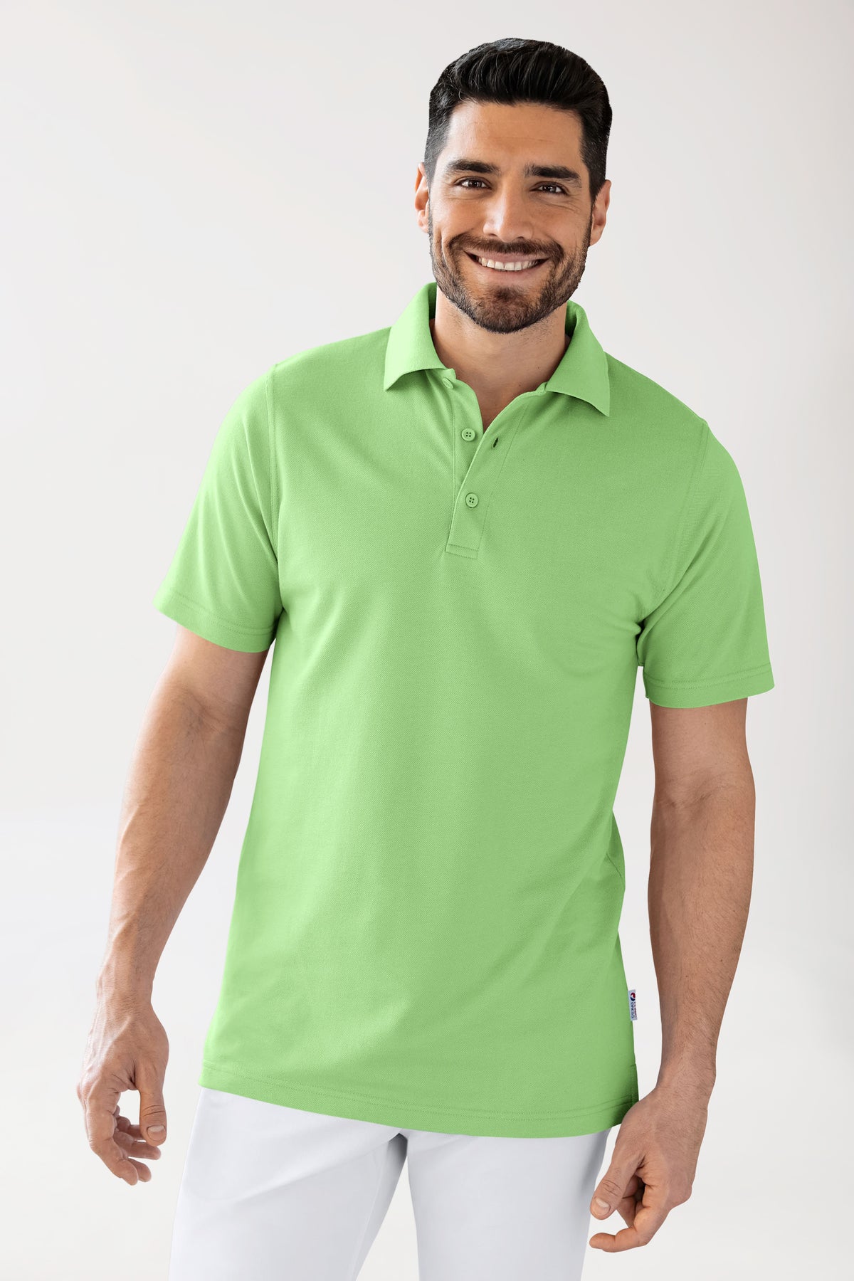 CORE Shirt Unisex - Polokragen apfelgrün, Vorderansicht