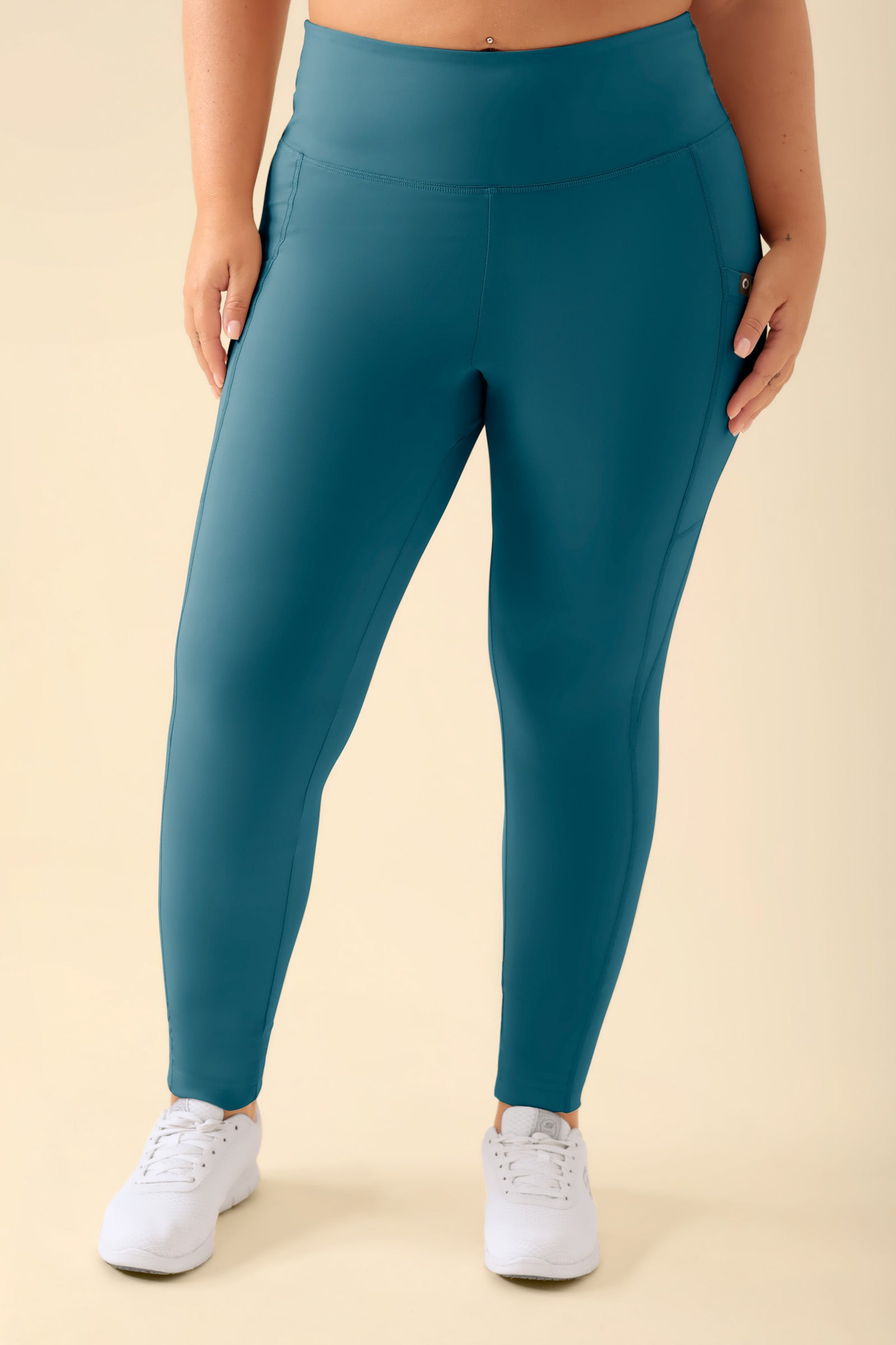 KAERE Leggings Damen - super elastisch petrol, Vorderansicht