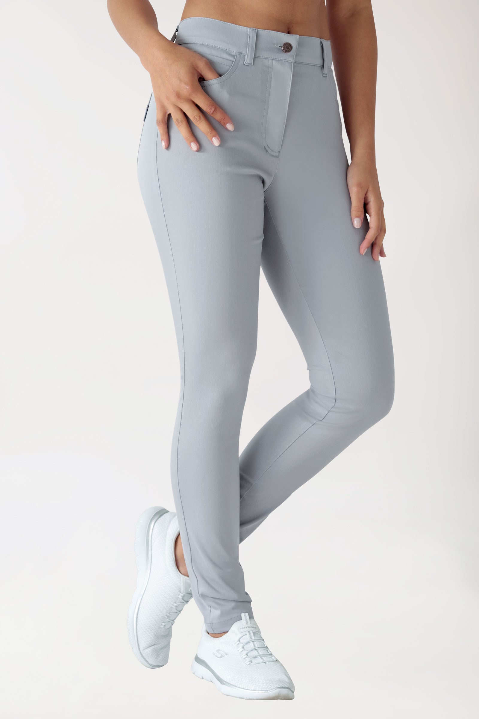 COMFY FLEX 5-Pocket Hose Damen - schlankes Bein grau, Vorderansicht