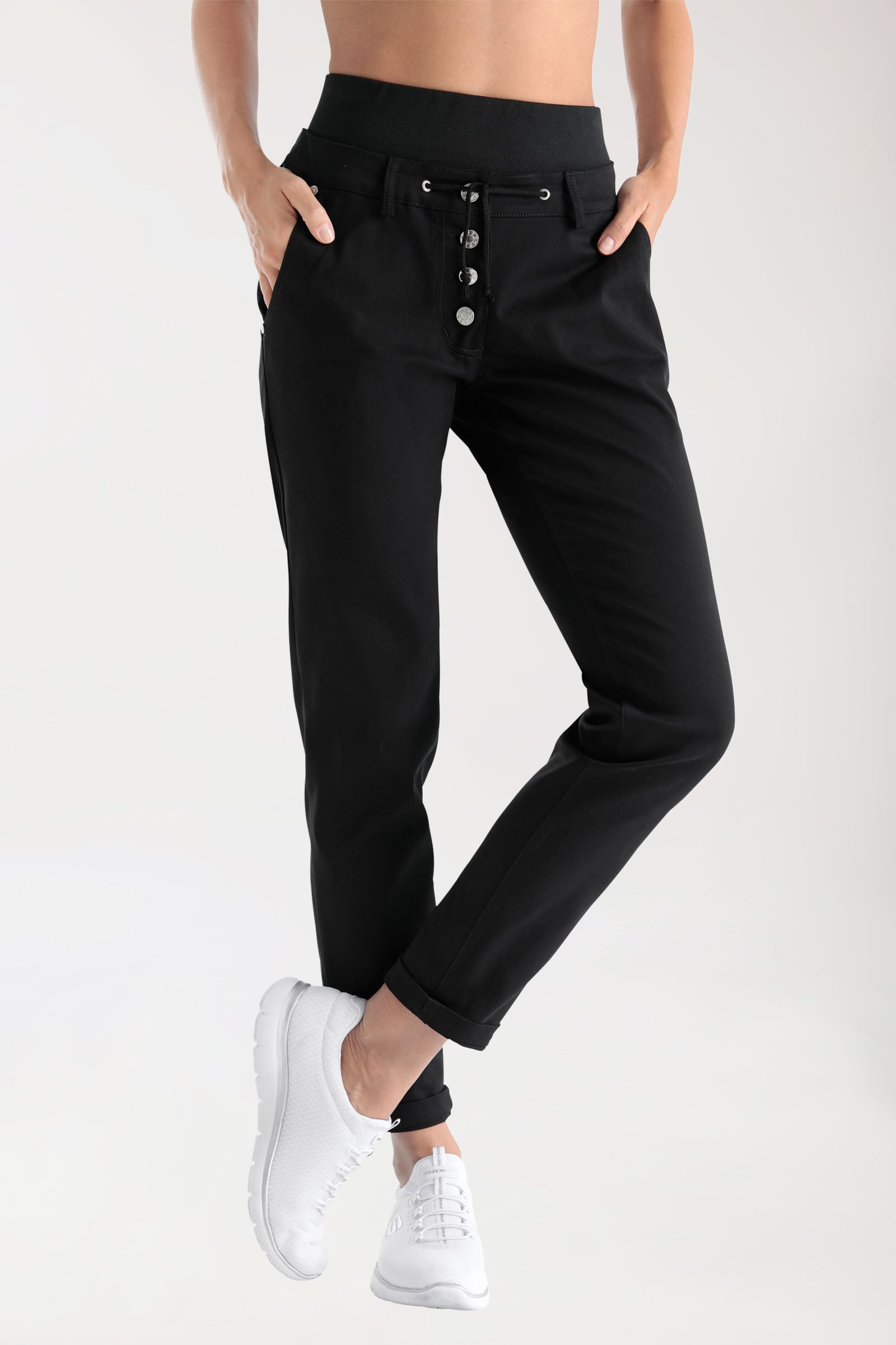 Comfort Stretch Hose Damen - elastischer Strickbund schwarz