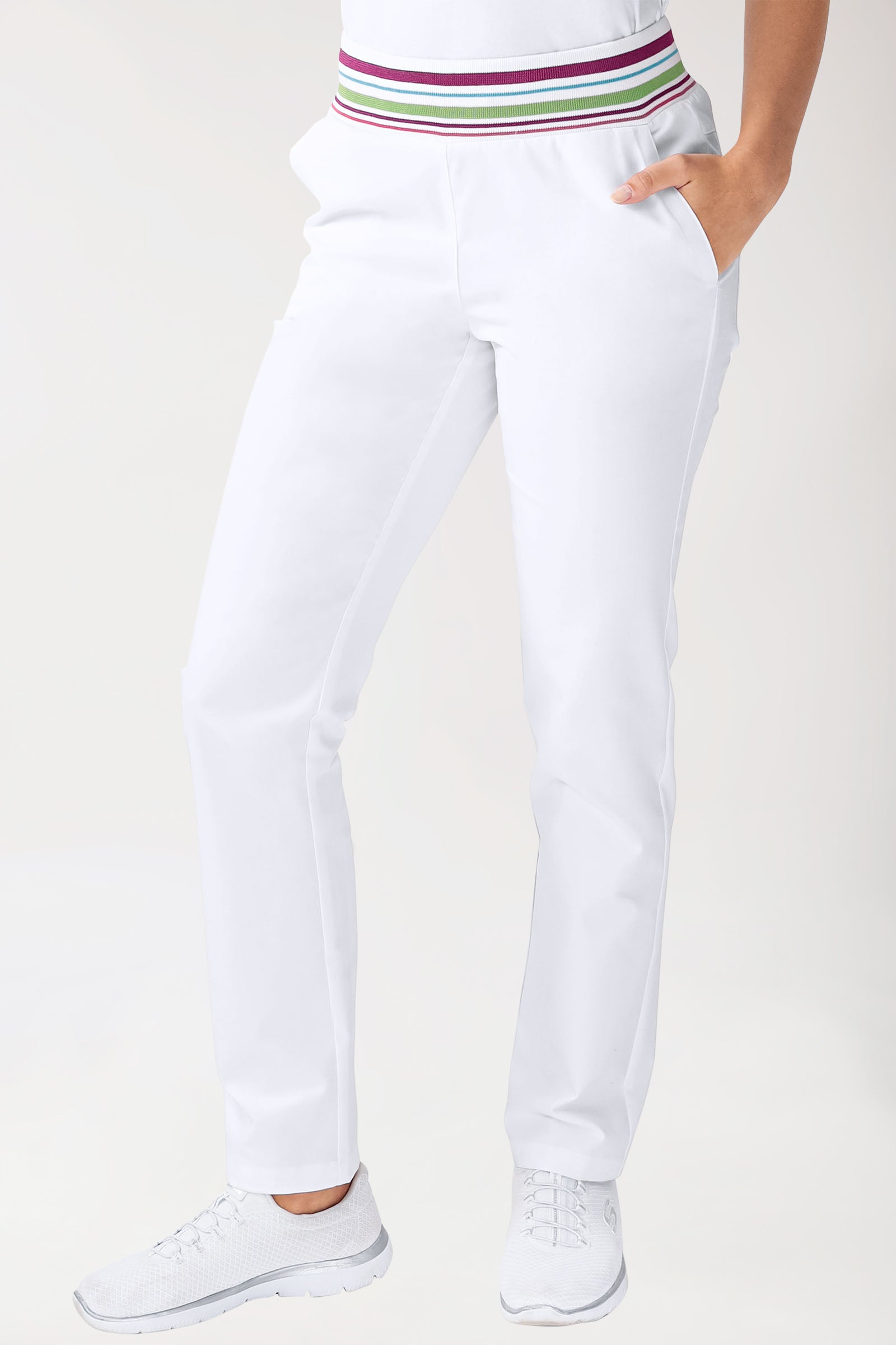 Stretch Hose Damen - Strickbund weiß