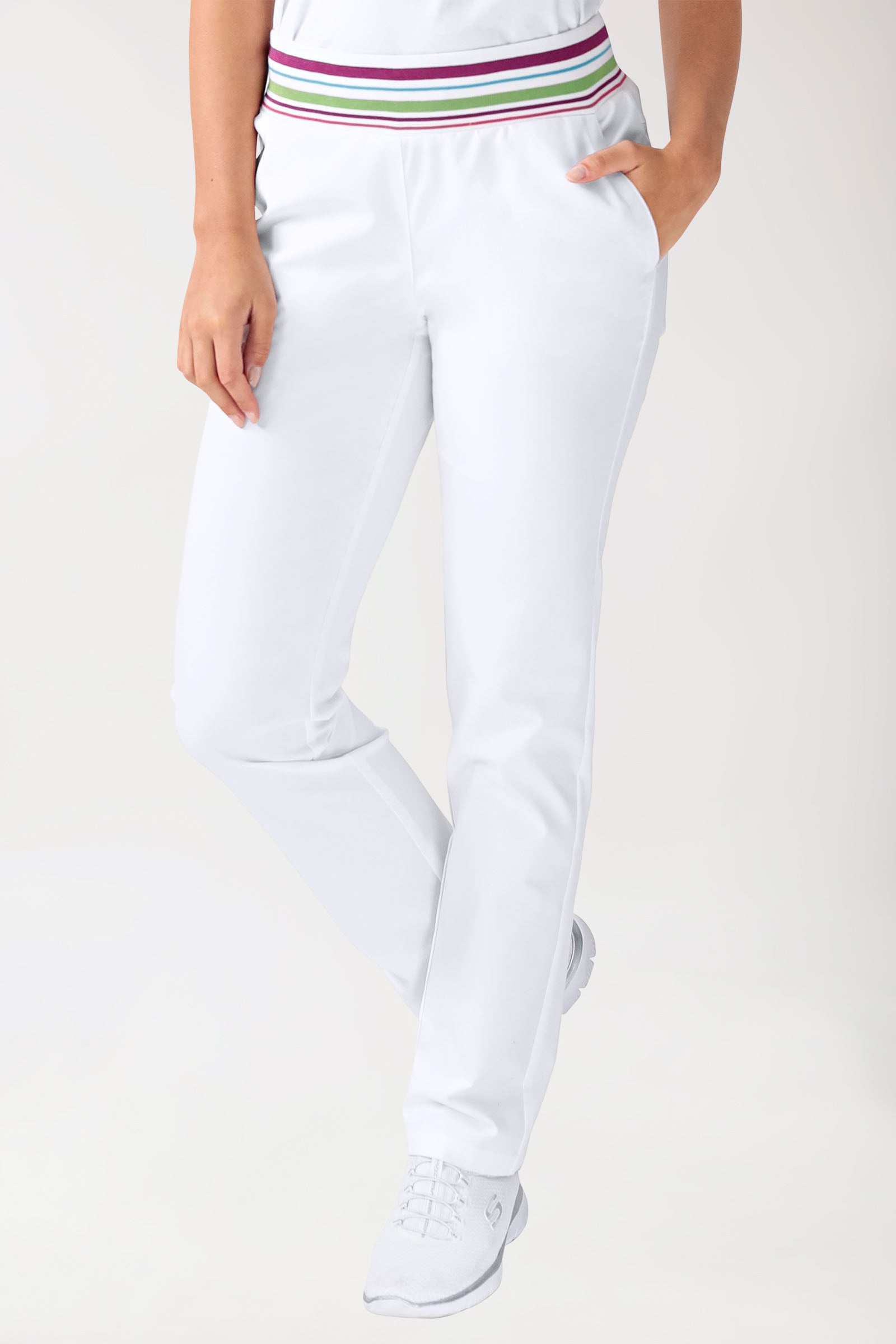 Stretch Hose Damen - Strickbund weiß