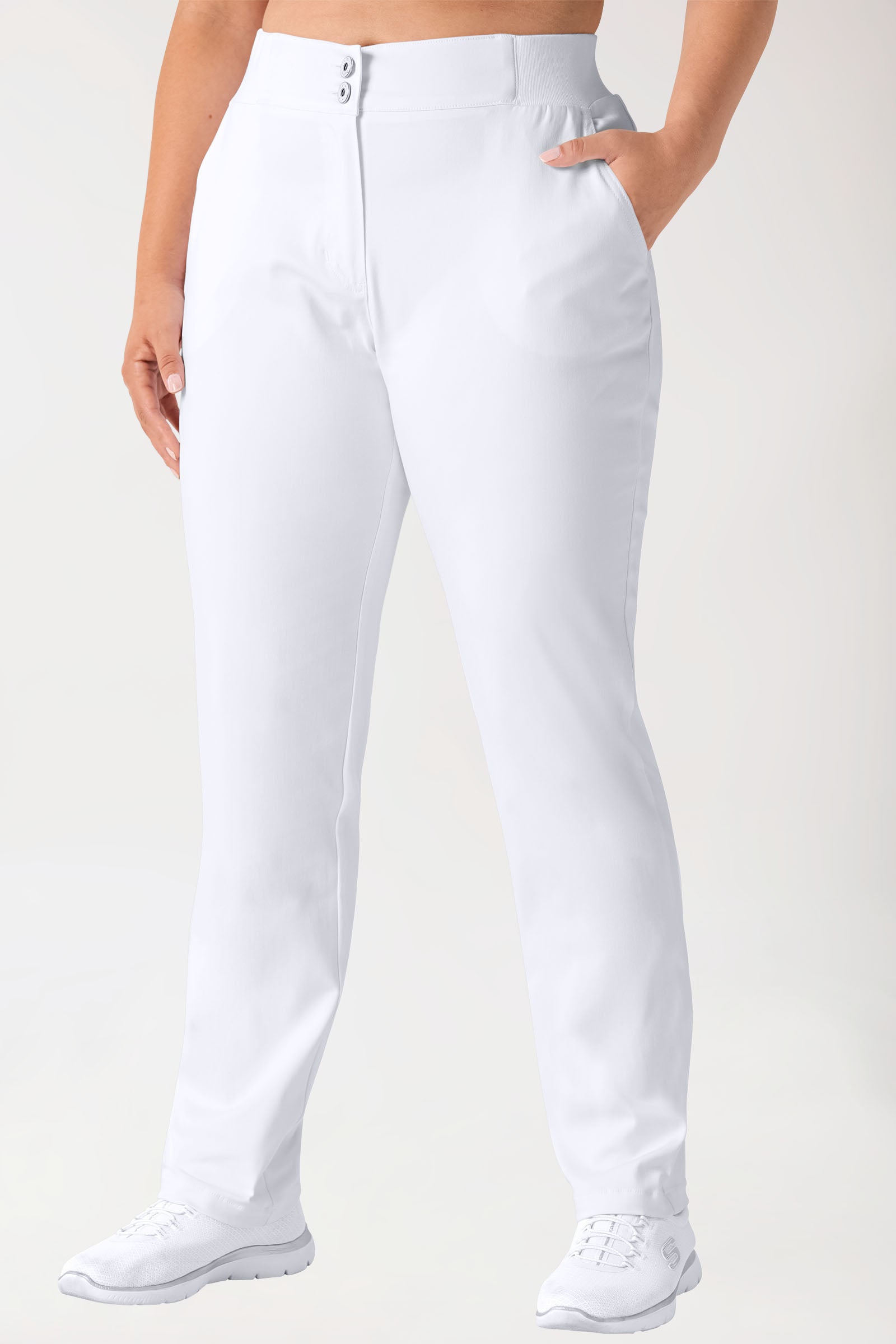 Curved Hose COMFY FLEX - Teilstrickbund weiß, Vorderansicht