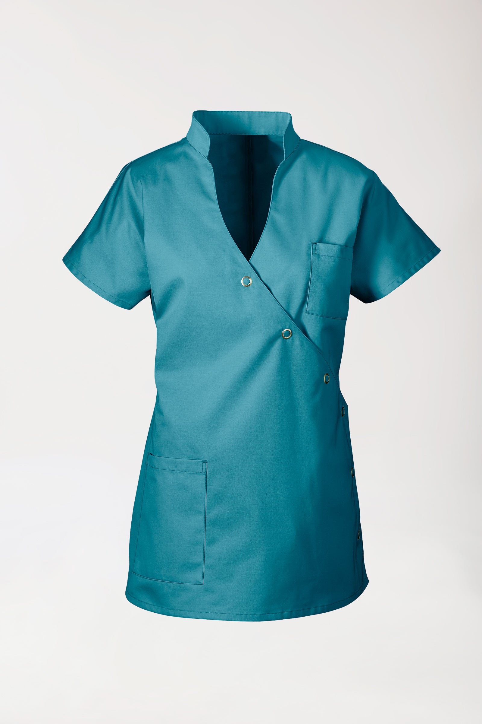 JUST STRONG Kasack Damen - Druckknopfleiste petrol, Vorderansicht