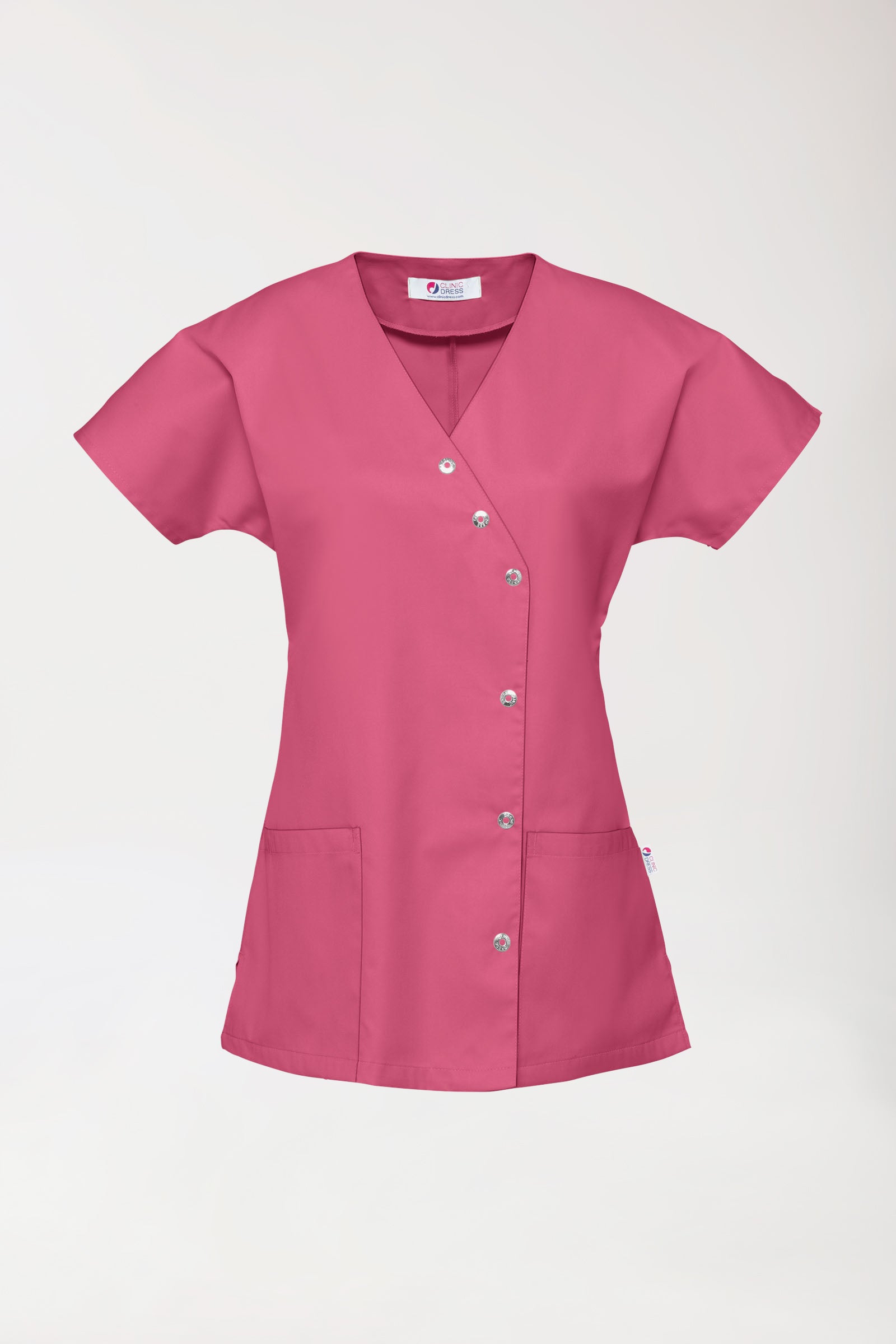 Beauty Kasack Damen - asymmetrische Druckknopfleiste rosenholz