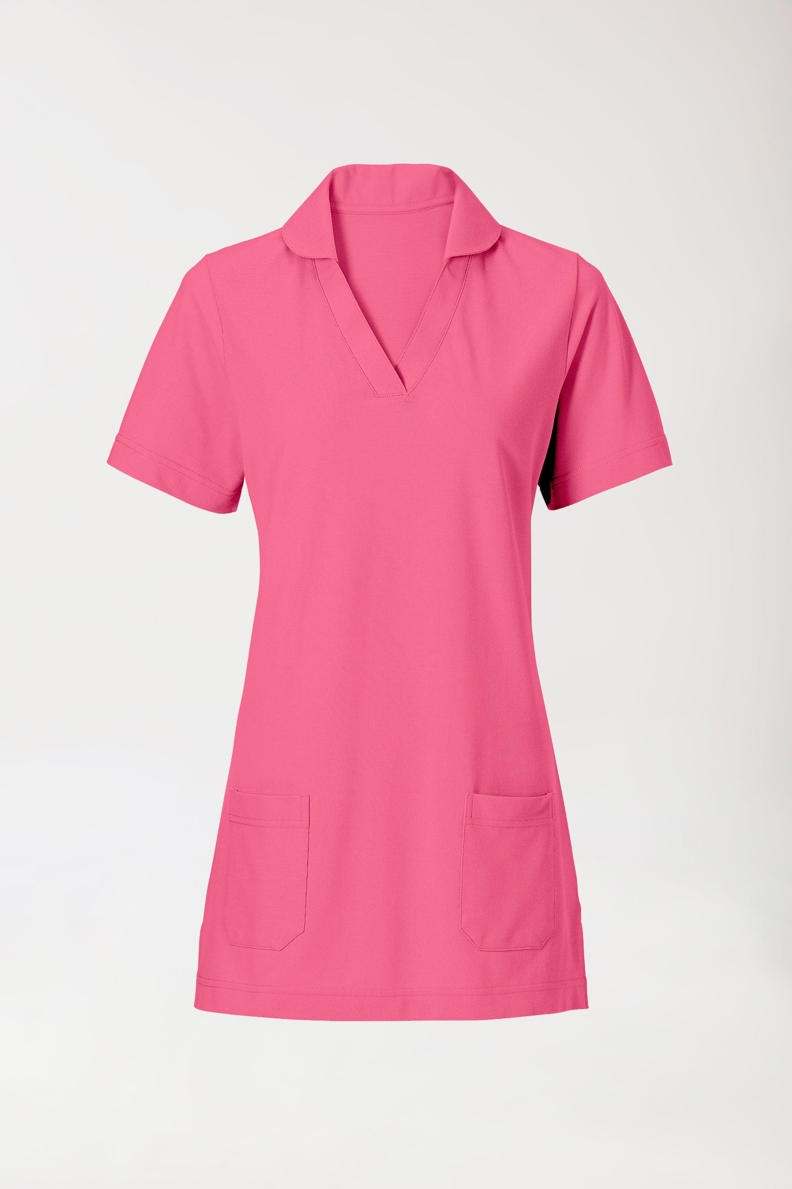 Piqué Longshirt Damen - mit Kragen rosenholz, Vorderansicht