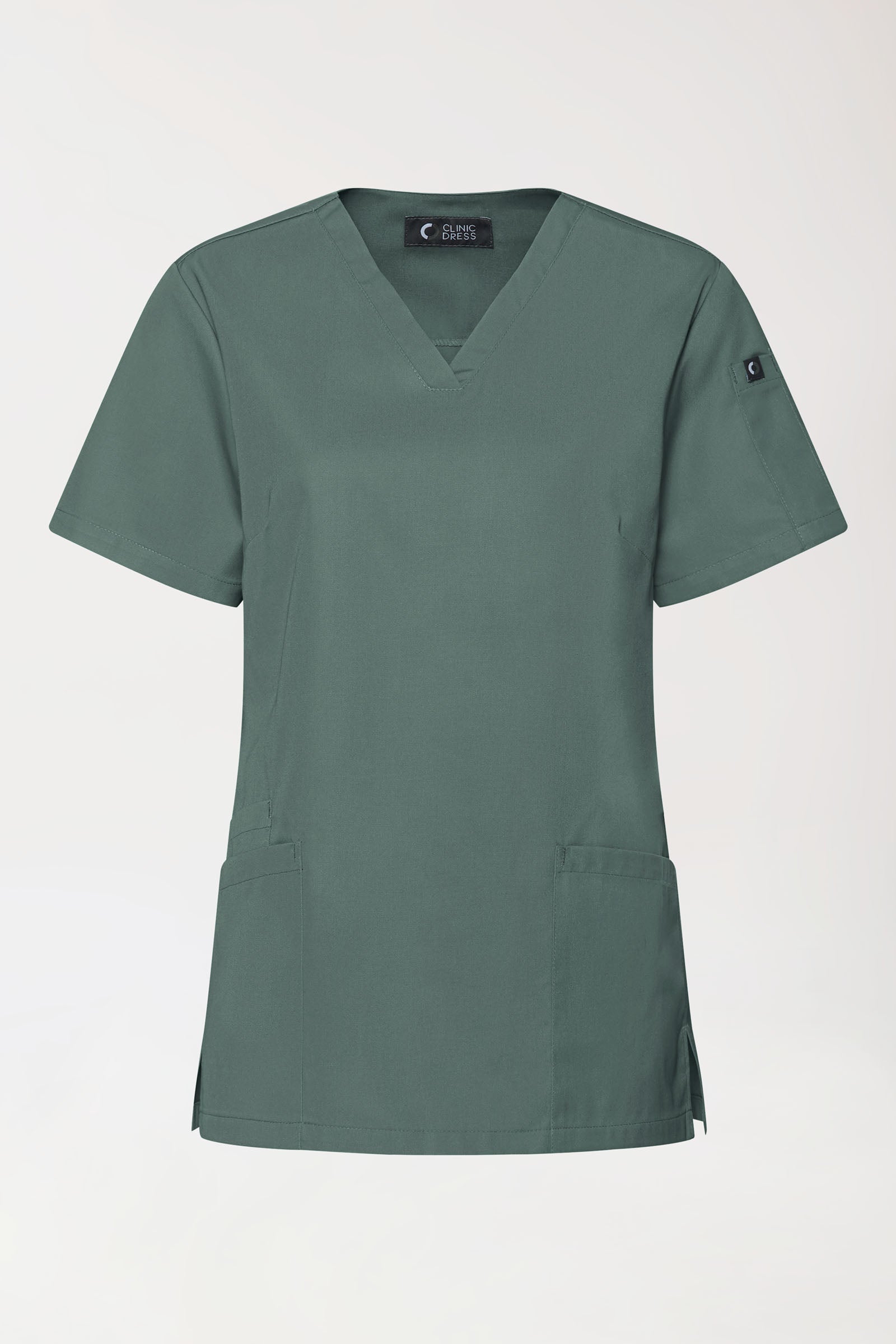 GREEN Stretch Schlupfkasack Damen - V-Ausschnitt dunkelgrün