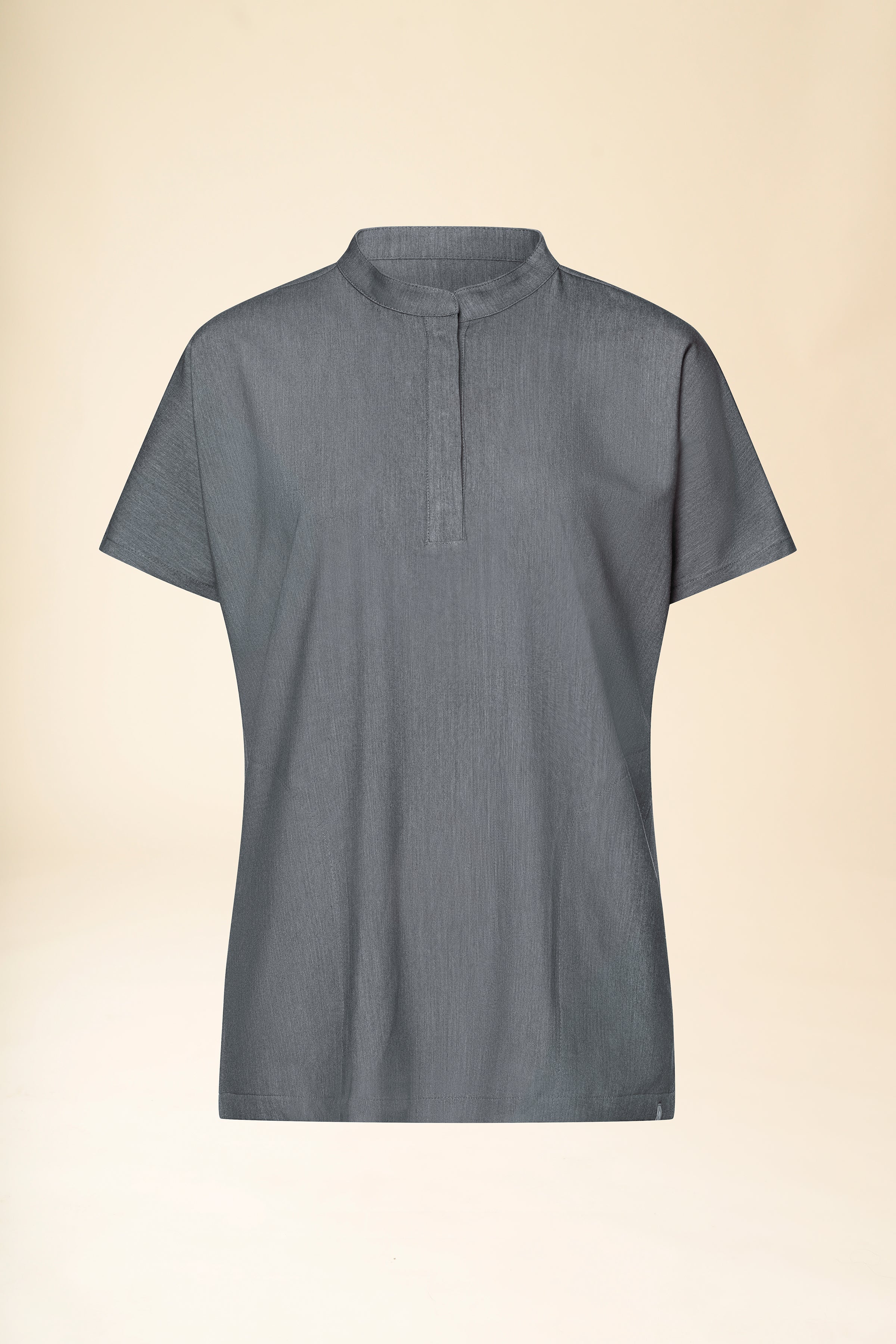 KAERE Schlupfkasack Damen - Stehkragen grau melange, Vorderansicht