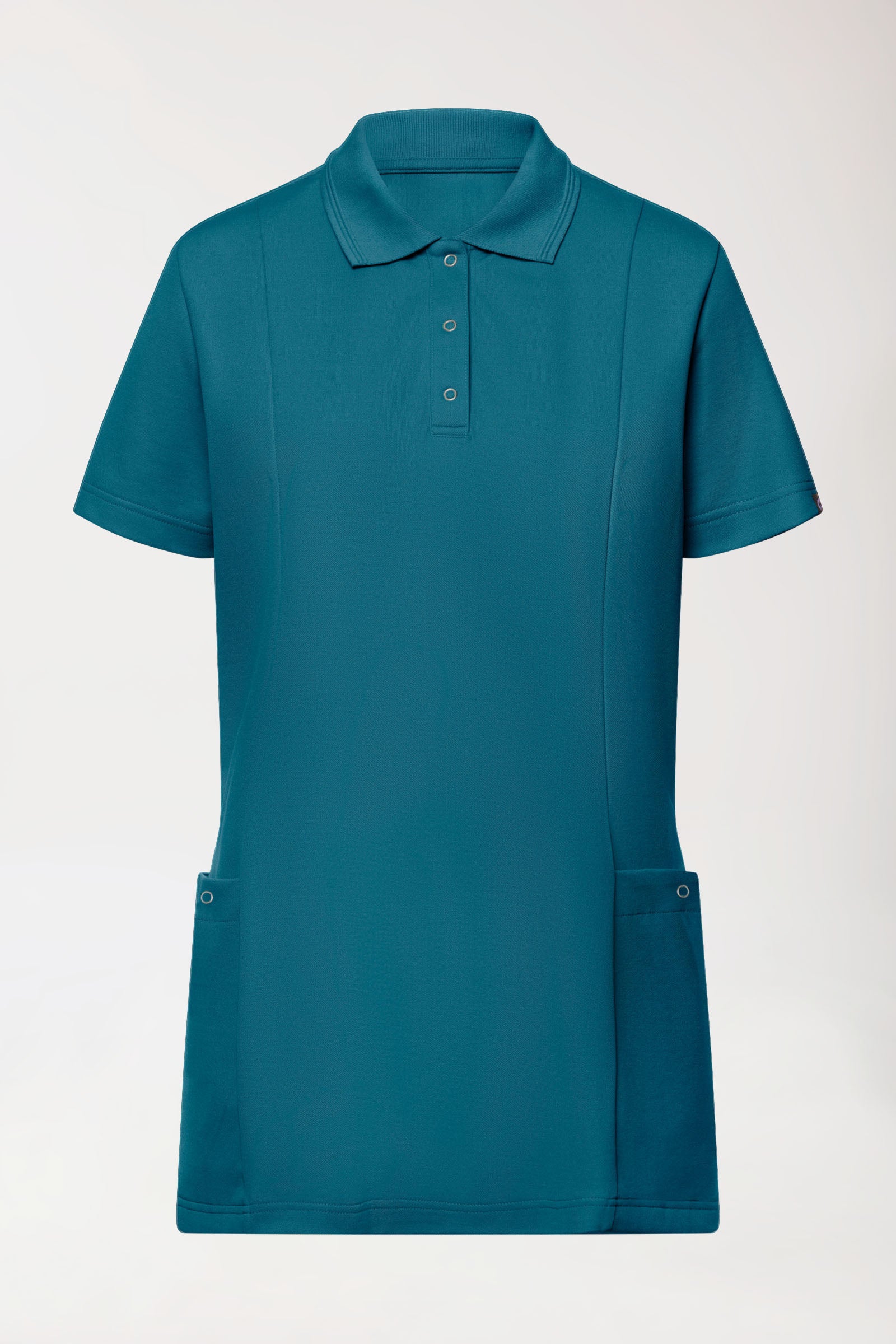COMFY FLEX Stretch Schlupfkasack Damen - Polokragen petrol, Vorderansicht