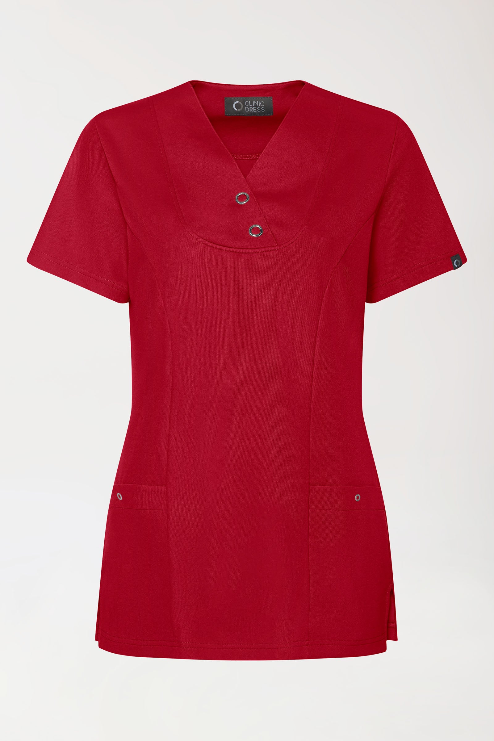 COMFY FLEX Stretch Schlupfkasack Damen - mit Druckknöpfen rot, Vorderansicht