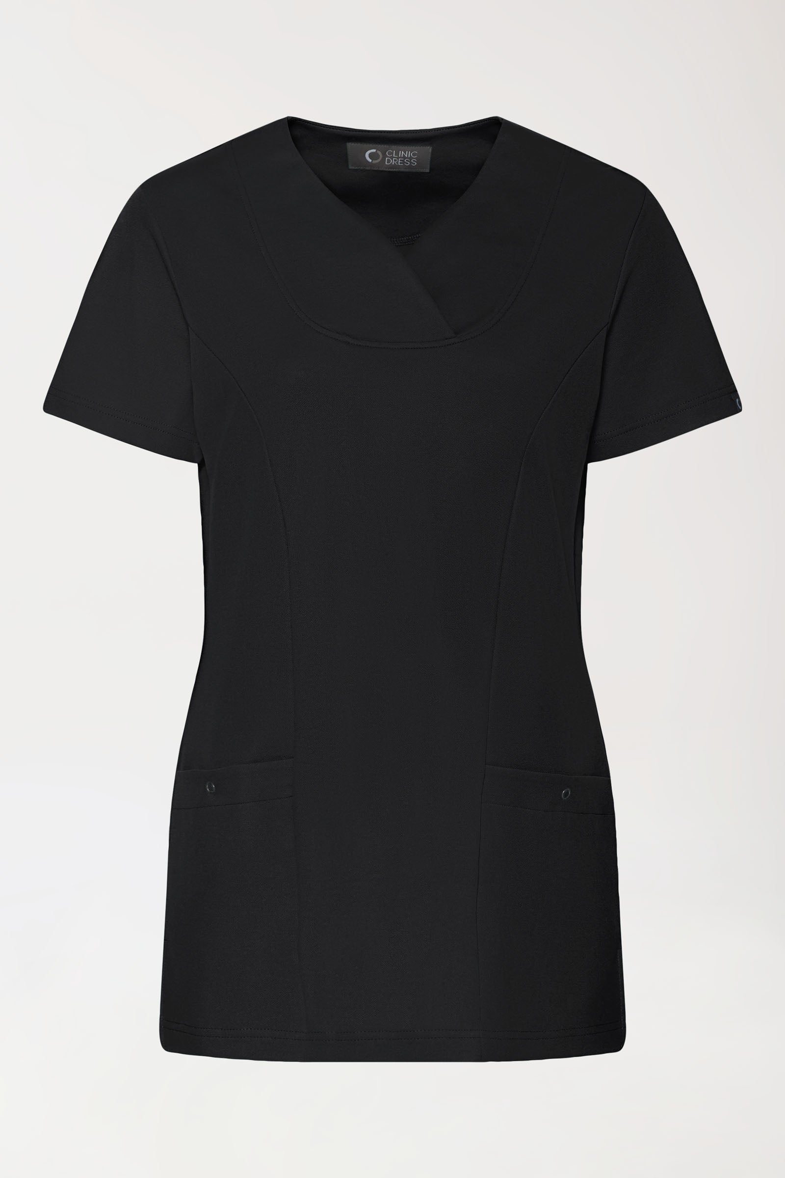 COMFY FLEX Stretch Schlupfkasack Damen - Herzausschnitt schwarz, Vorderansicht