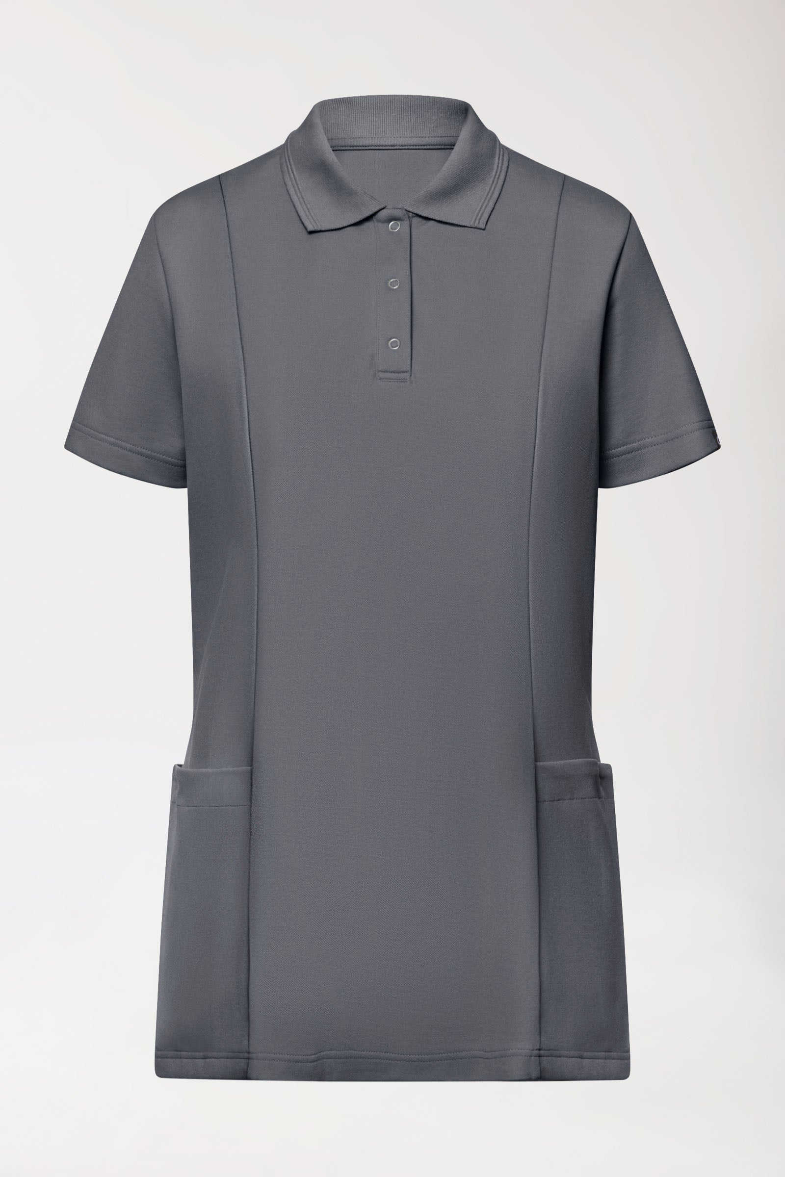 COMFY FLEX Stretch Schlupfkasack Damen - Polokragen steingrau, Vorderansicht
