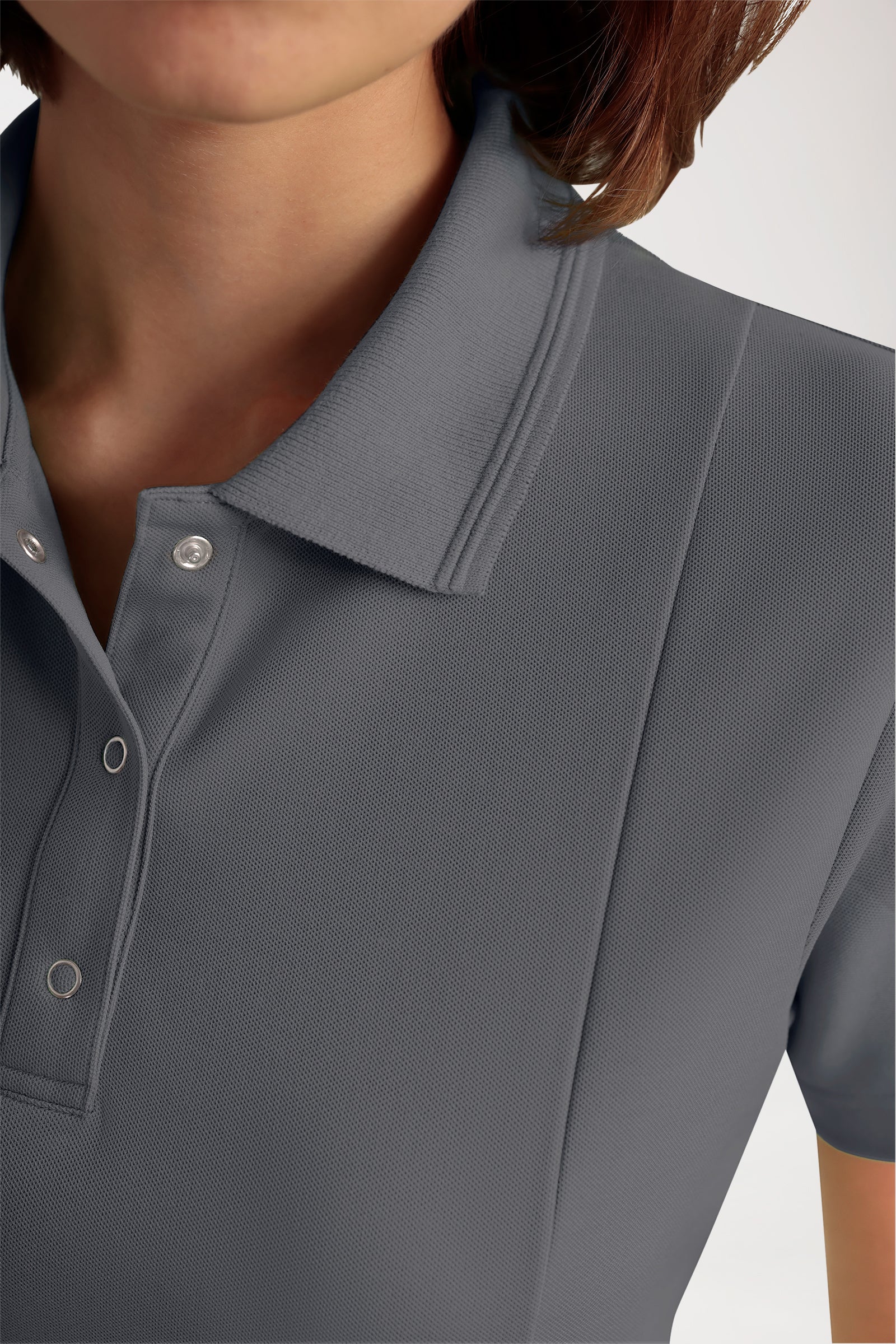 COMFY FLEX Stretch Schlupfkasack Damen - Polokragen steingrau, Vorderansicht