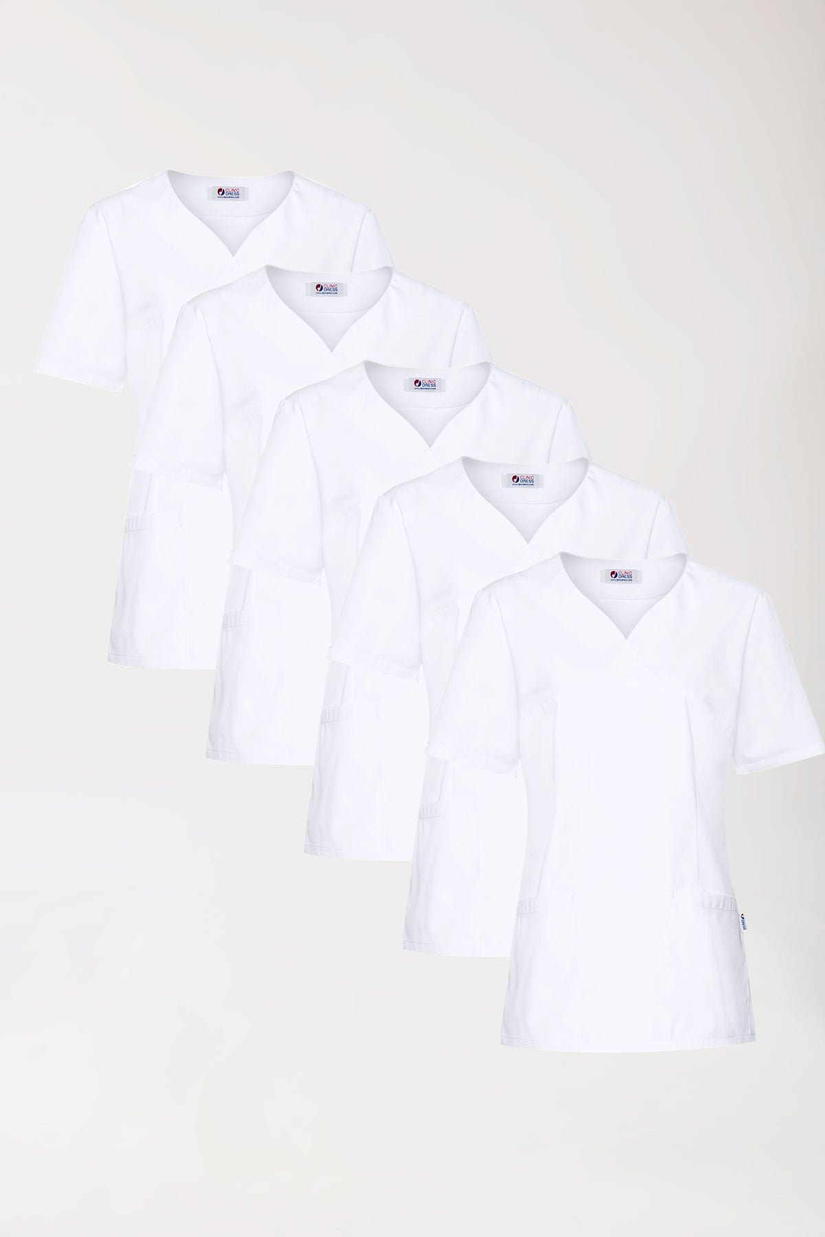 CORE Schlupfkasack Damen - 5er-Pack - Herzausschnitt weiß