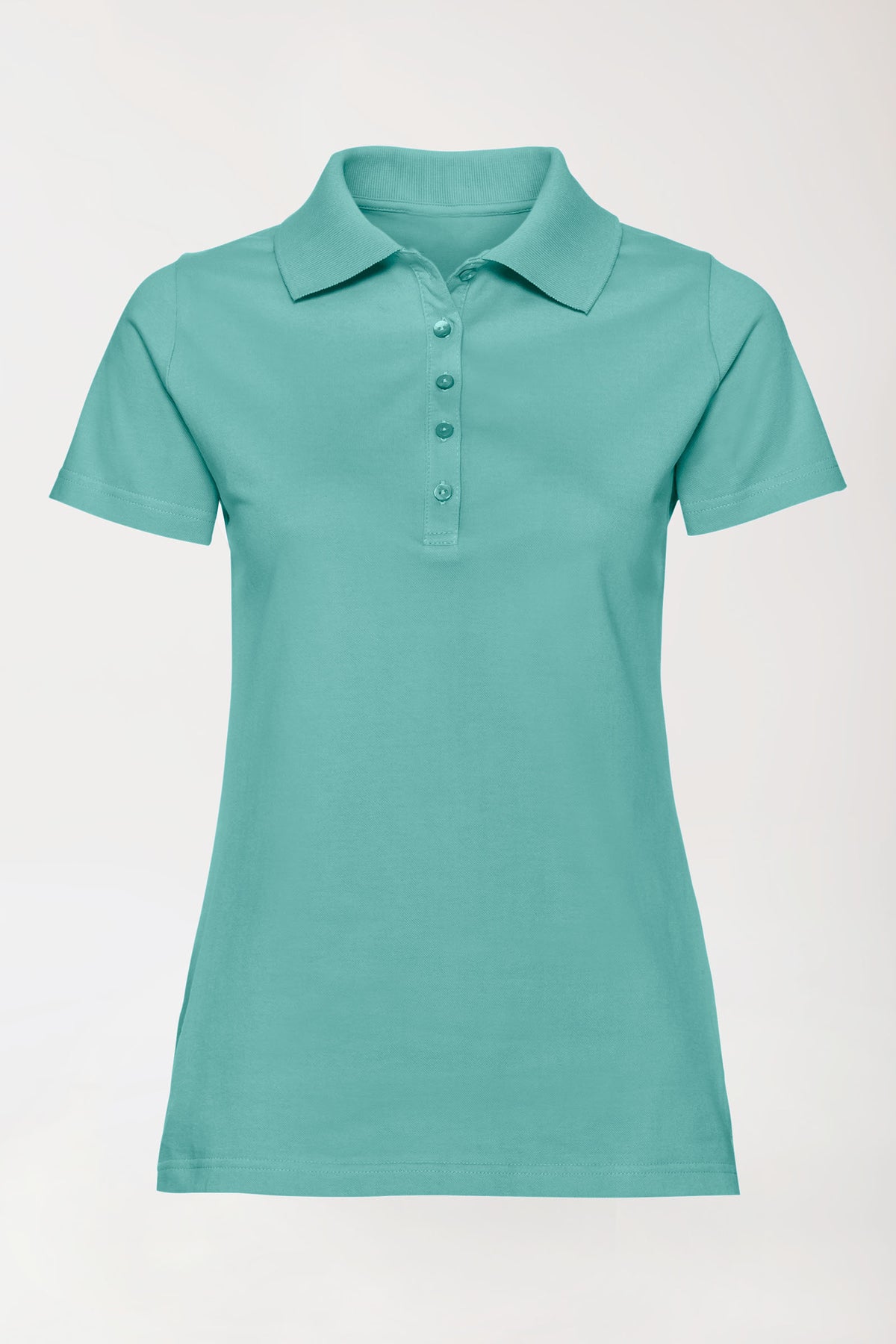 Stretch Shirt Damen - Polokragen aqua green, Vorderansicht