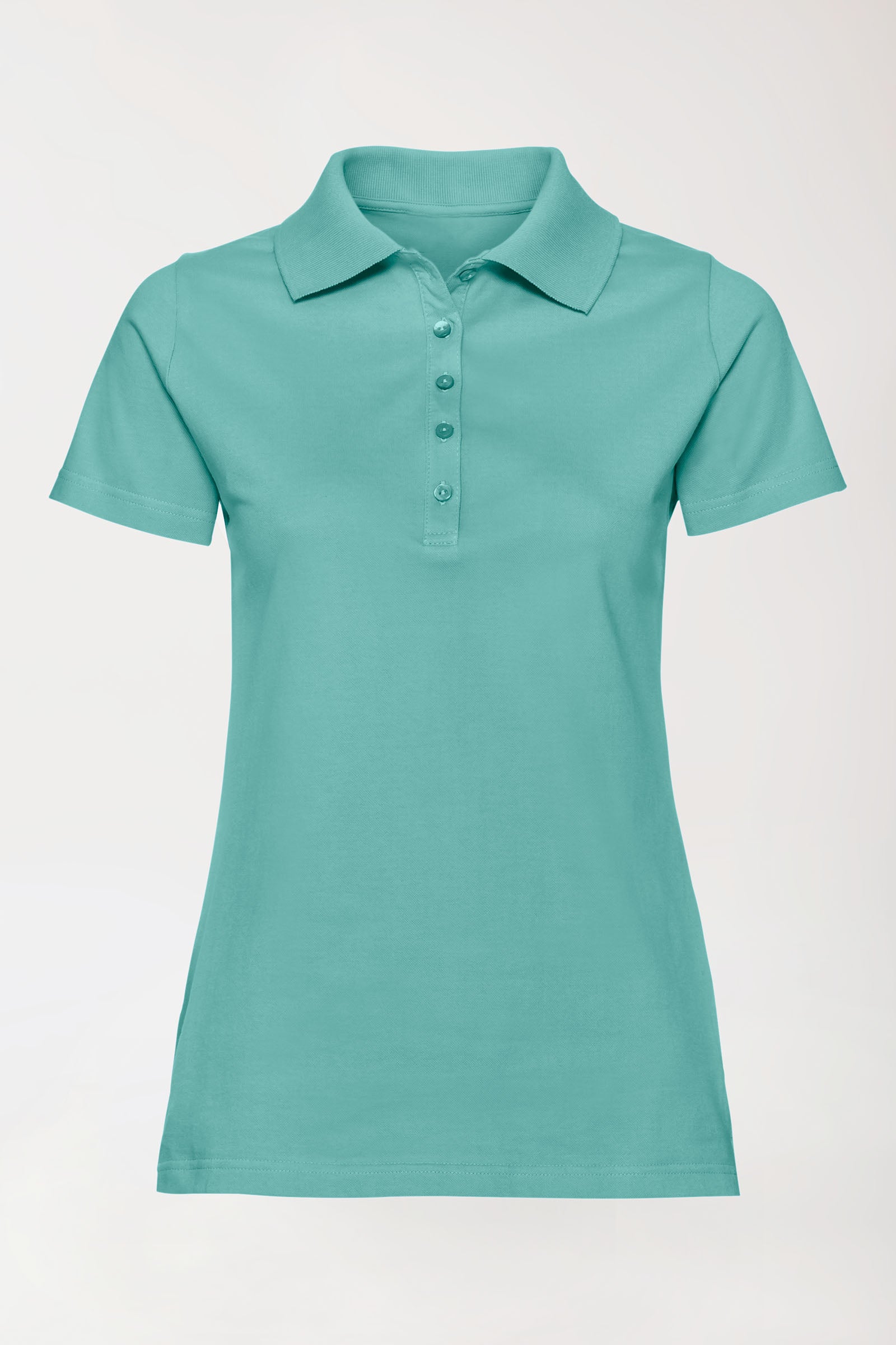 Stretch Shirt Damen - Polokragen aqua green, Vorderansicht